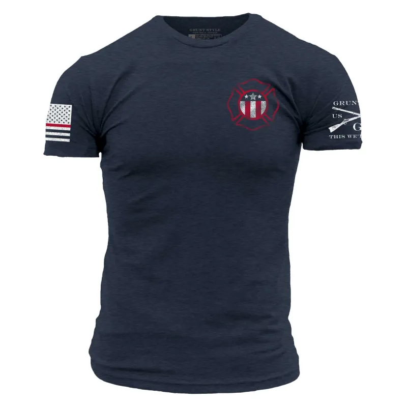 Red Line Crest T-Shirt - Midnight Navy sold by Grunt Style