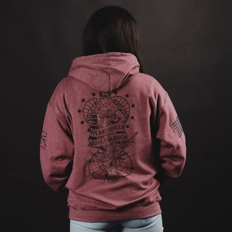 Women's Heart and Soul of a Warrior Hoodie - Heather Maroon sold by Grunt Style