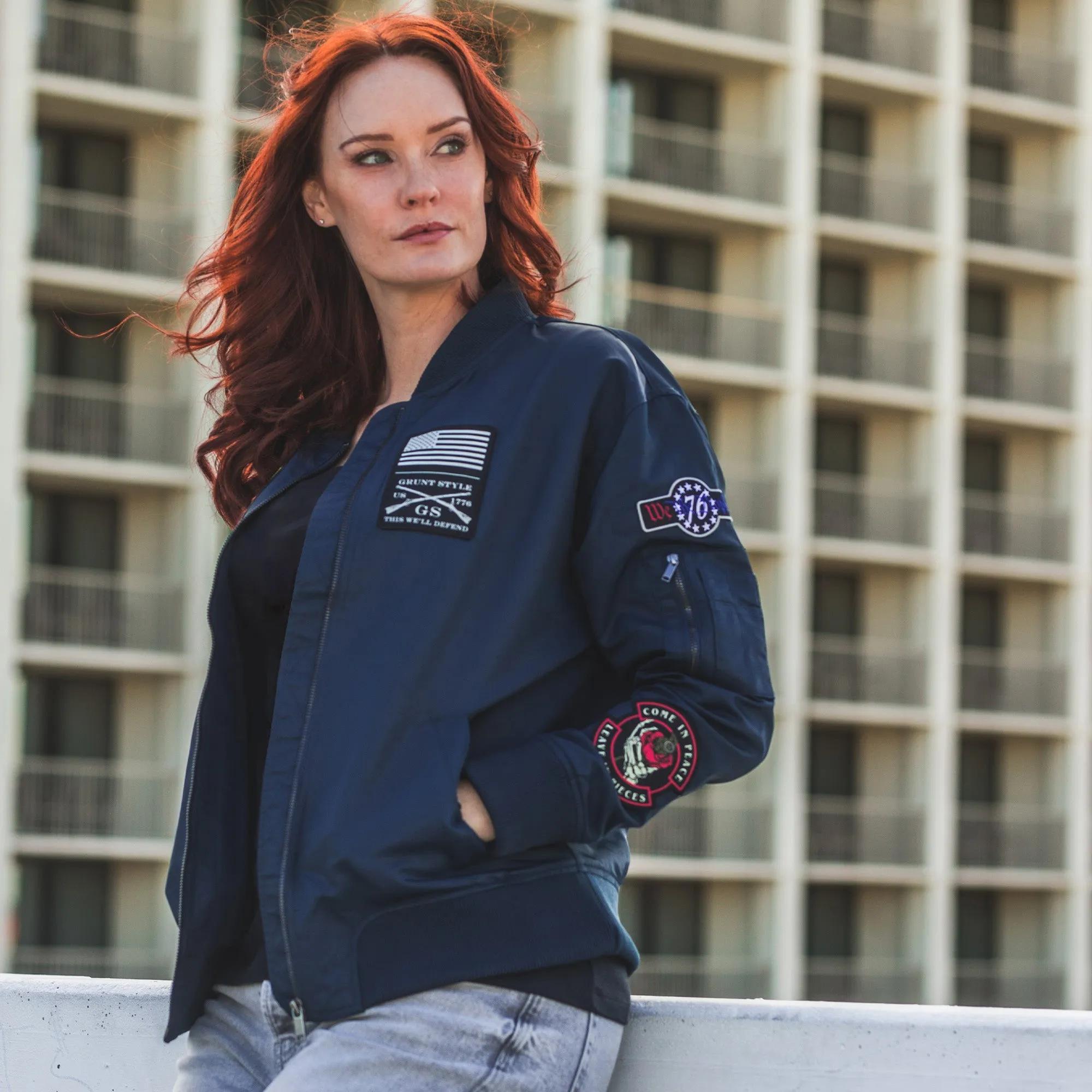 Women's Classified Bomber Jacket - Navy sold by Grunt Style product image thumbnail 5