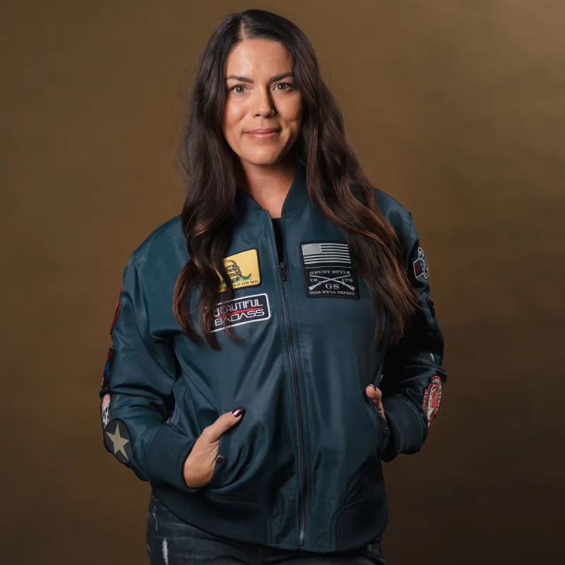 Women's Classified Bomber Jacket - Navy sold by Grunt Style