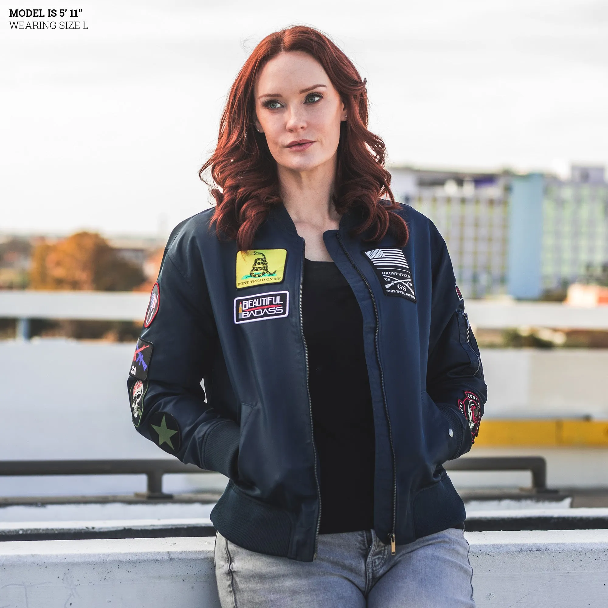 Women's Classified Bomber Jacket - Navy sold by Grunt Style product image thumbnail 2