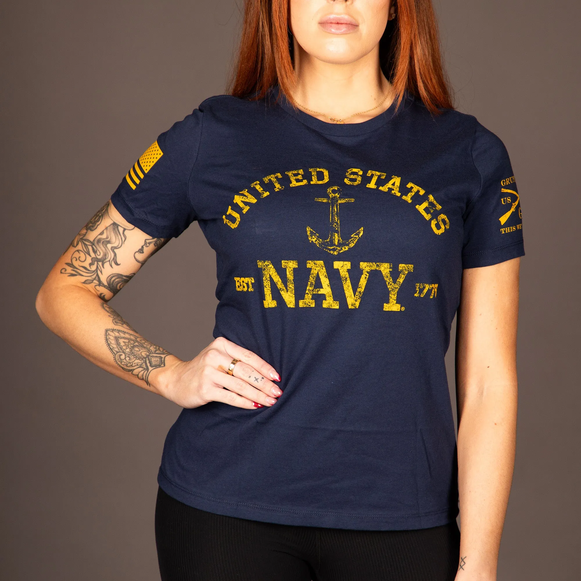 USN - Women's Est. 1775 Relaxed Fit T-Shirt - Navy sold by Grunt Style product image thumbnail 2