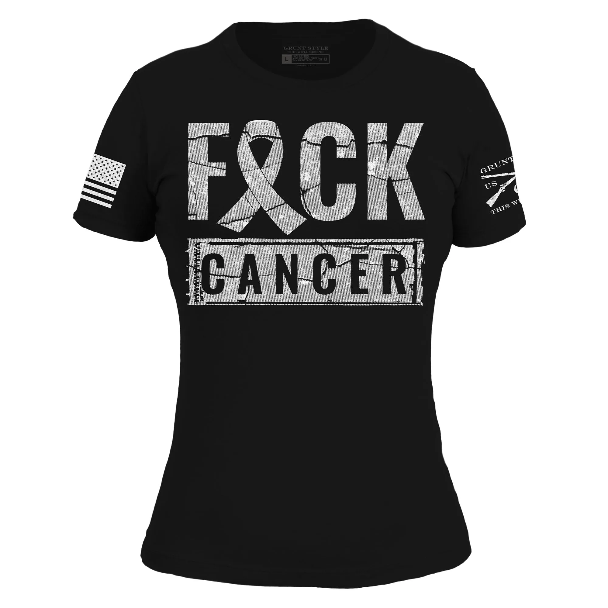 Women's F*ck Cancer Slim Fit T-Shirt - Black sold by Grunt Style product image thumbnail 4