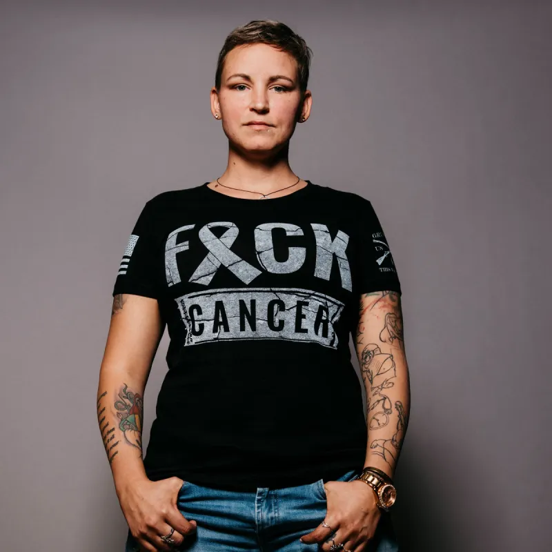 Women's F*ck Cancer Slim Fit T-Shirt - Black sold by Grunt Style