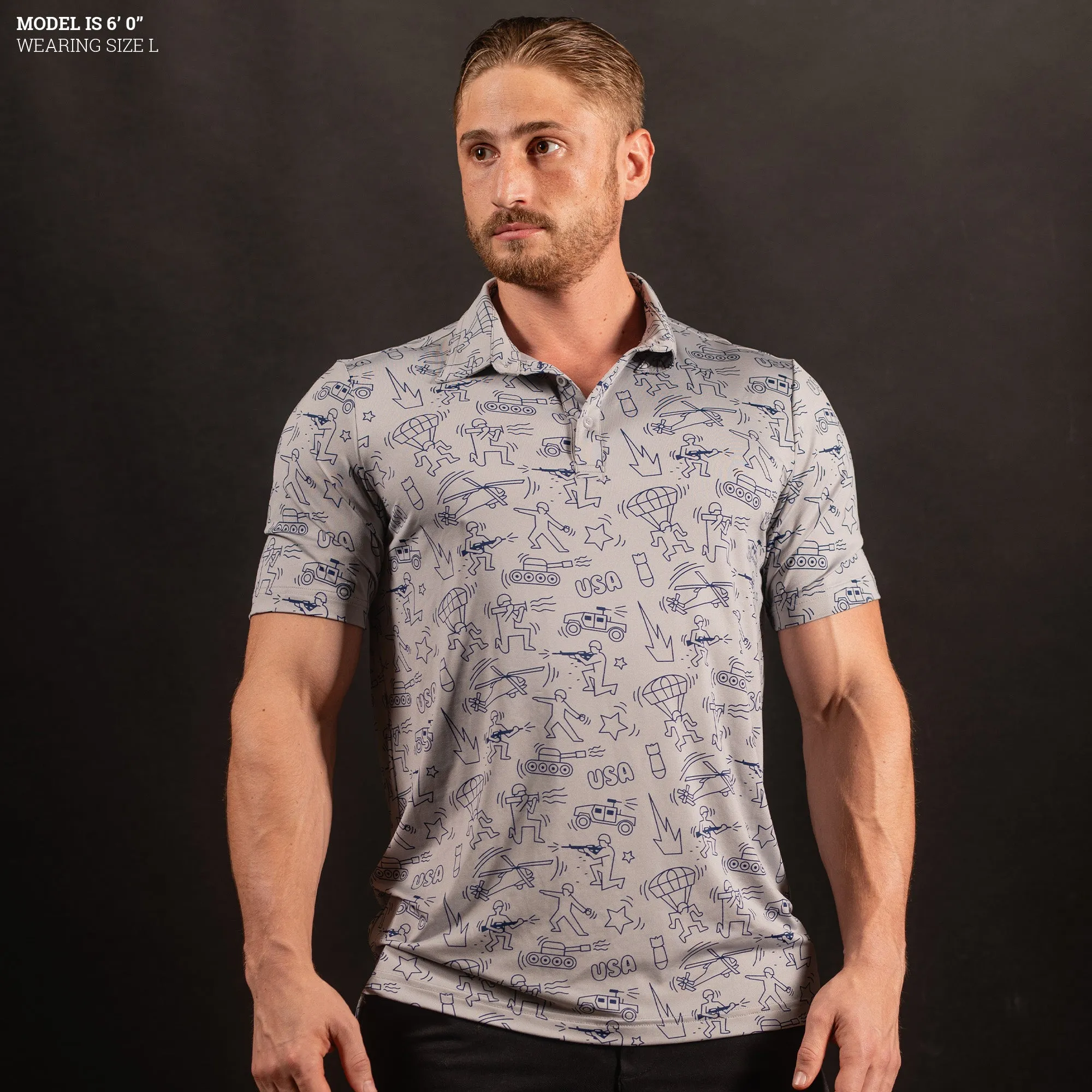 Men's Polo - Military Pop Art sold by Grunt Style product image thumbnail 3