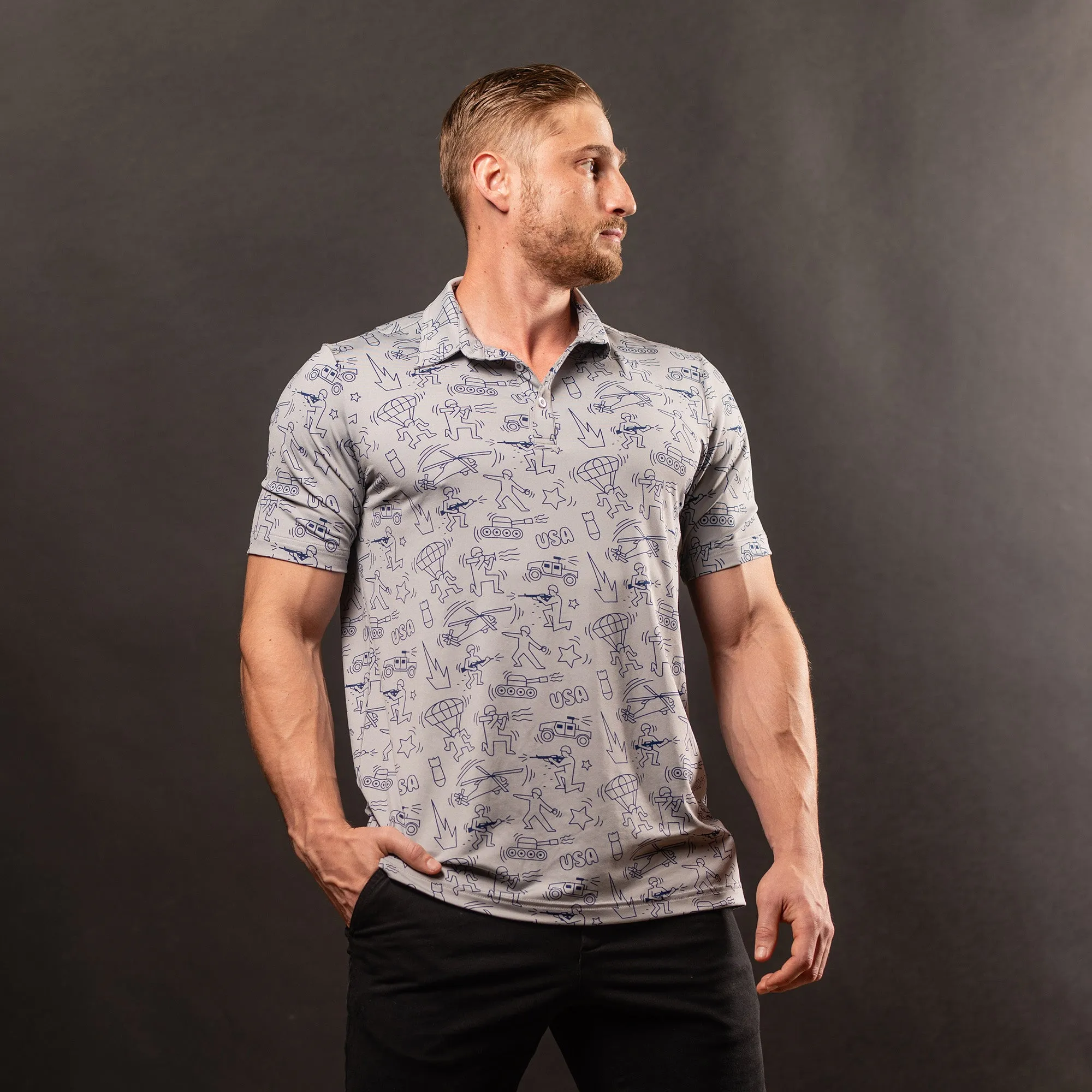 Men's Polo - Military Pop Art sold by Grunt Style product image thumbnail 4