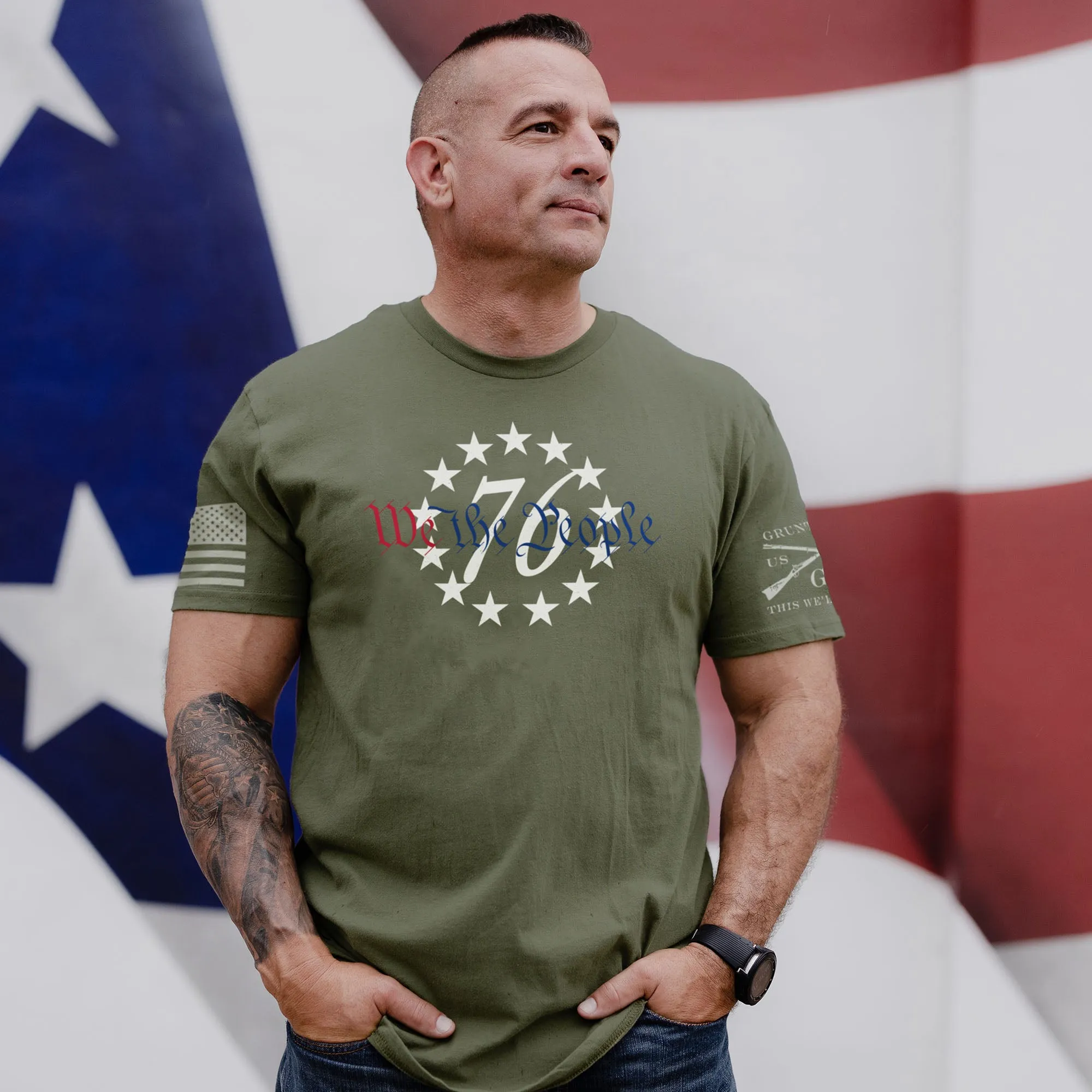 76 We The People T-Shirt - Military Green sold by Grunt Style product image thumbnail 2