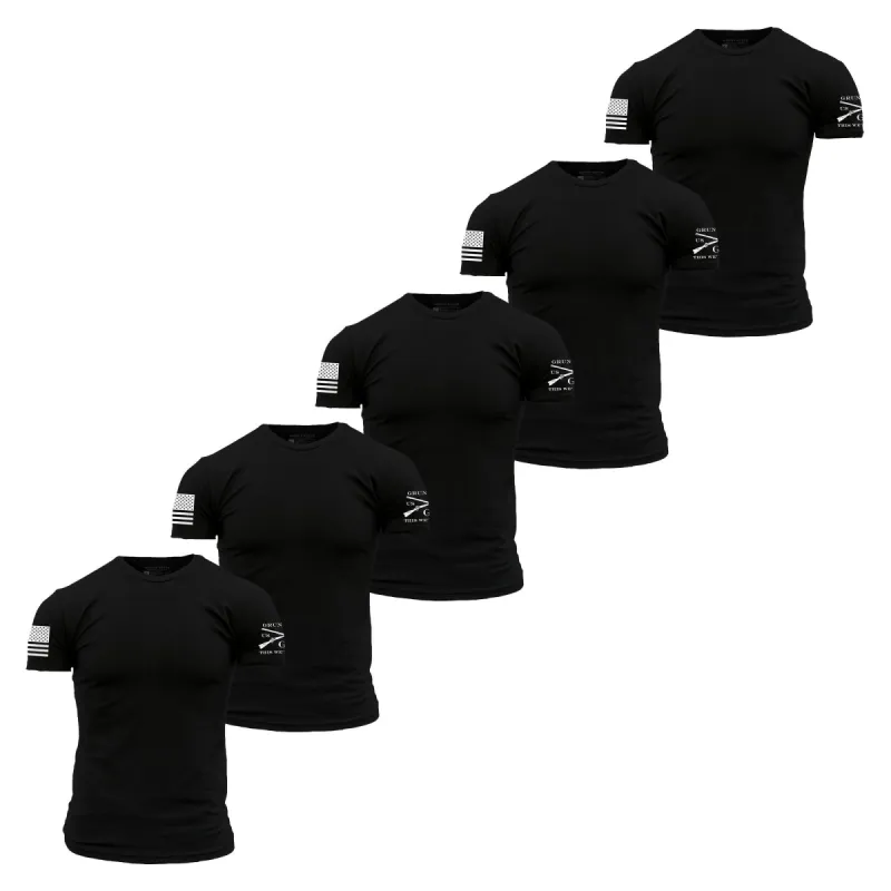 Standard Issue 5-Pack Core Basic T-Shirts - Black sold by Grunt Style