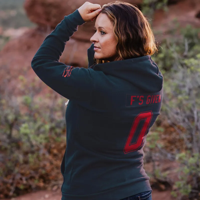 Women's Zero F's Given Hoodie - Navy sold by Grunt Style