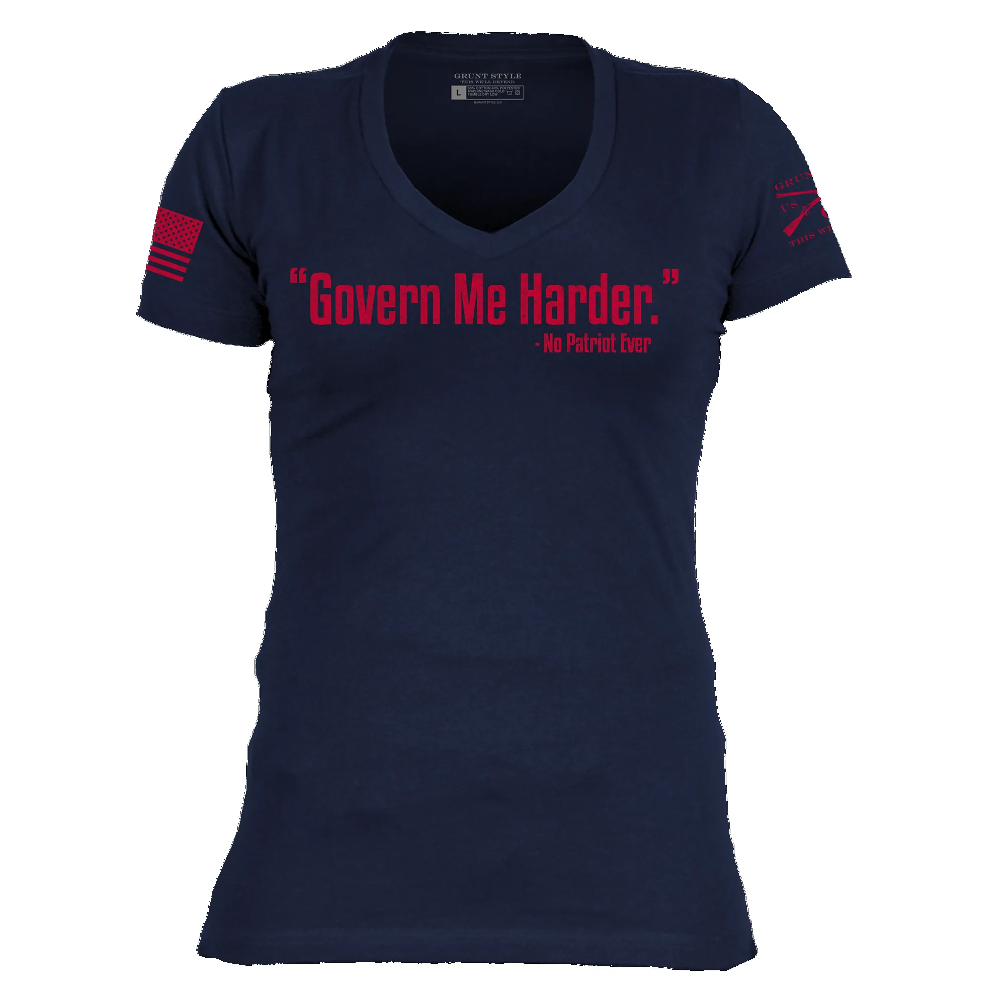 Women's Govern Me Harder V-Neck - Midnight Navy sold by Grunt Style product image thumbnail 5