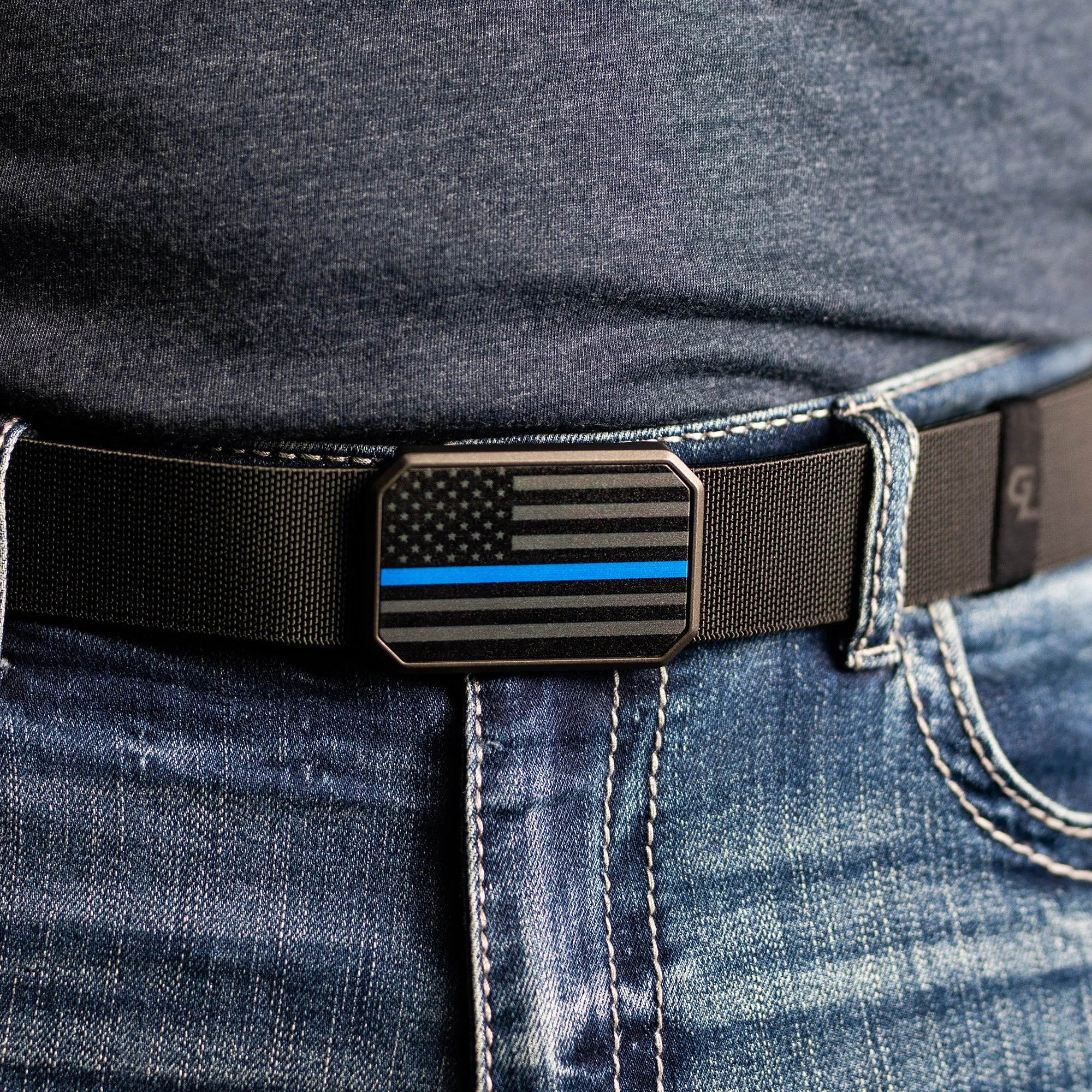 Groove Life™ Hero Belt Black - Blue Line sold by Grunt Style