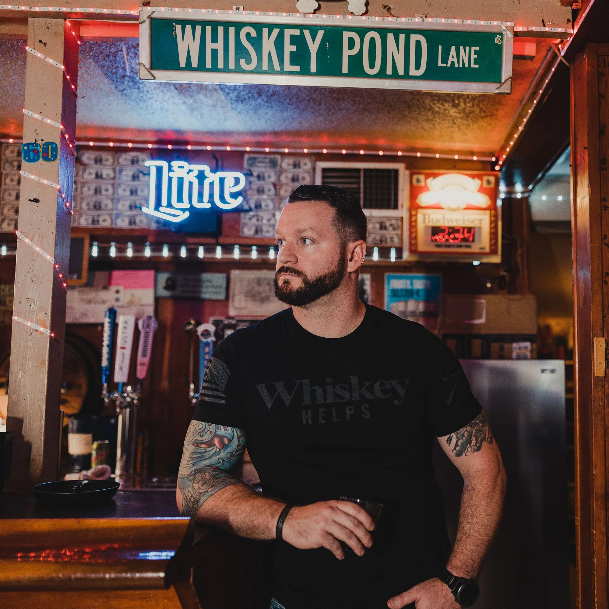 Whiskey Helps™ T-Shirt - Black sold by Grunt Style product image thumbnail 3