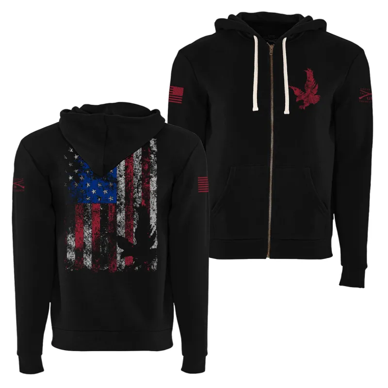 Freedom Flag Full-Zip Hoodie - Black sold by Grunt Style