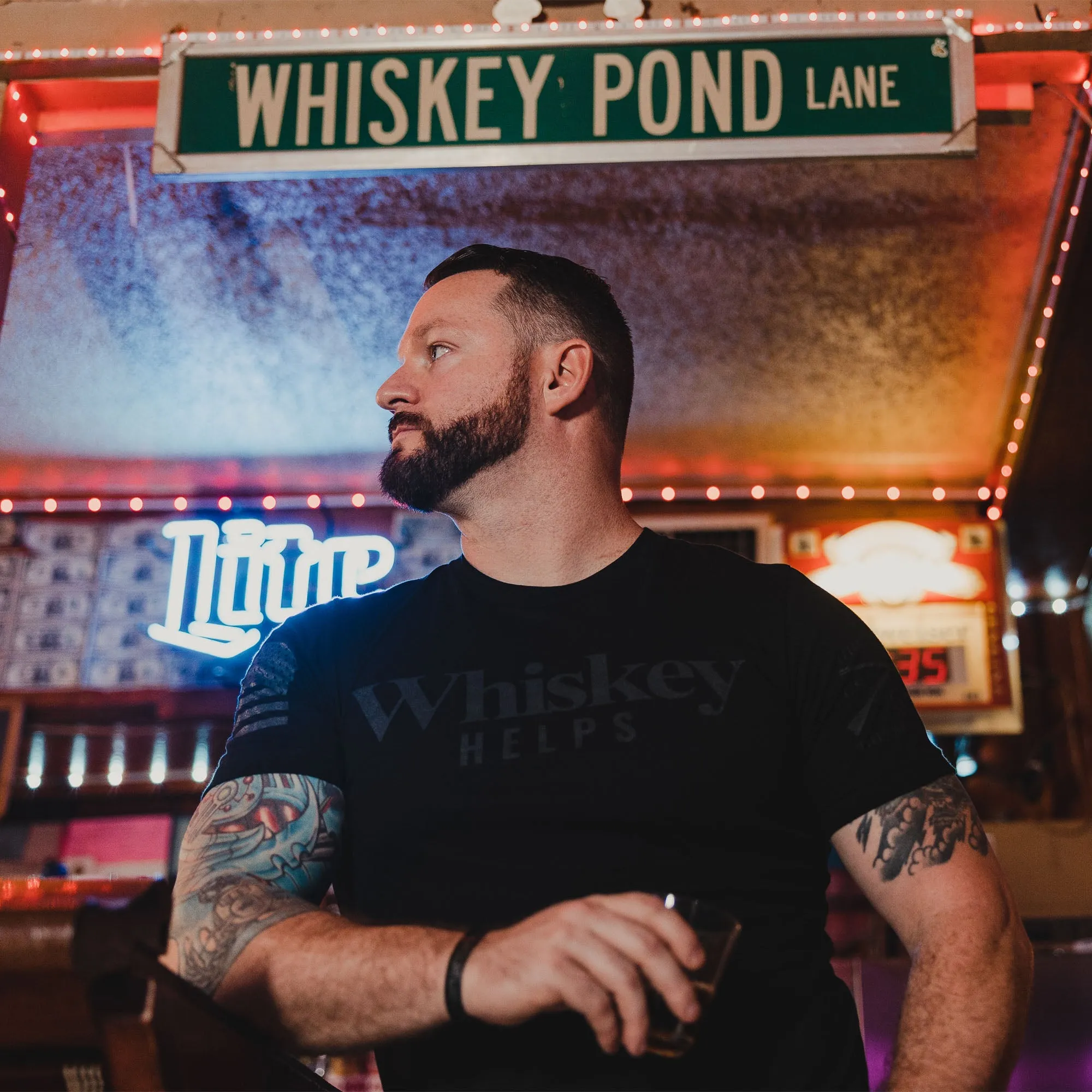 Whiskey Helps™ T-Shirt - Black sold by Grunt Style product image thumbnail 5