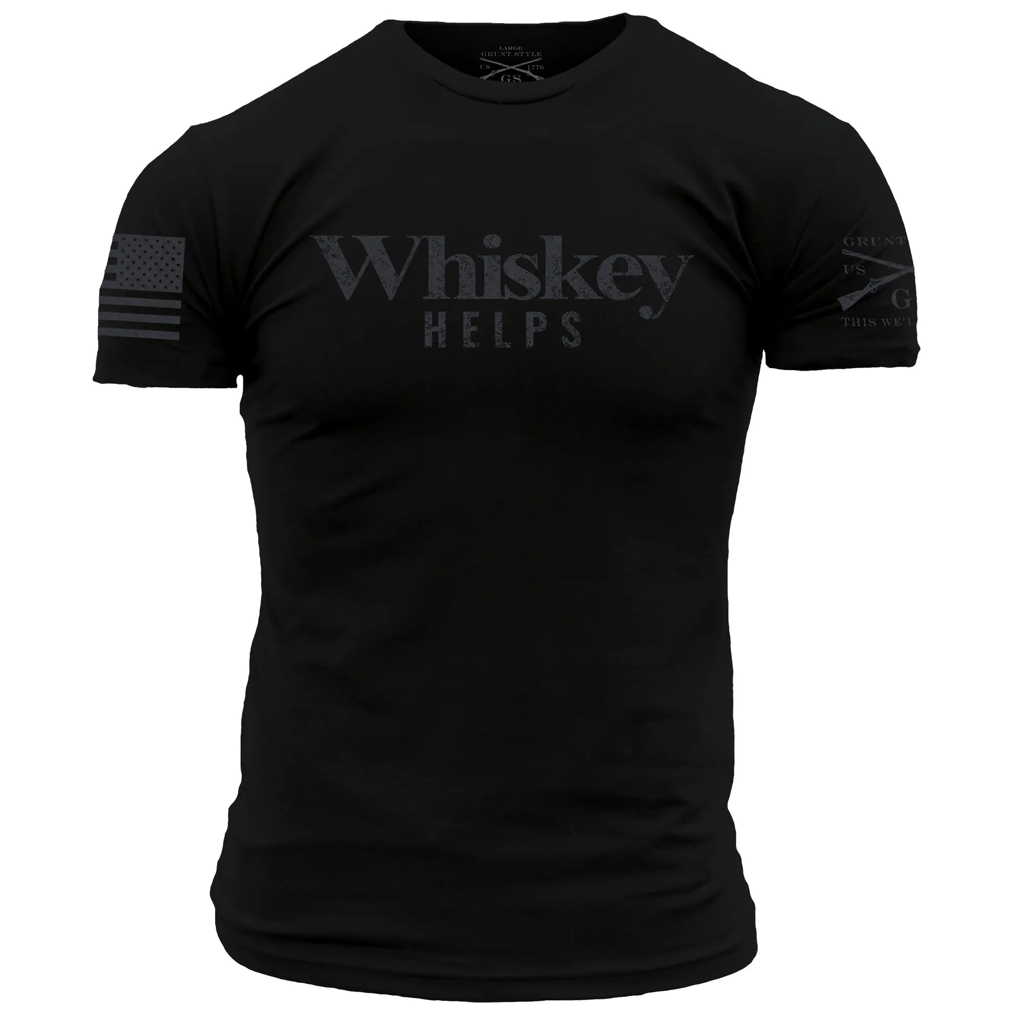 Whiskey Helps™ T-Shirt - Black sold by Grunt Style
