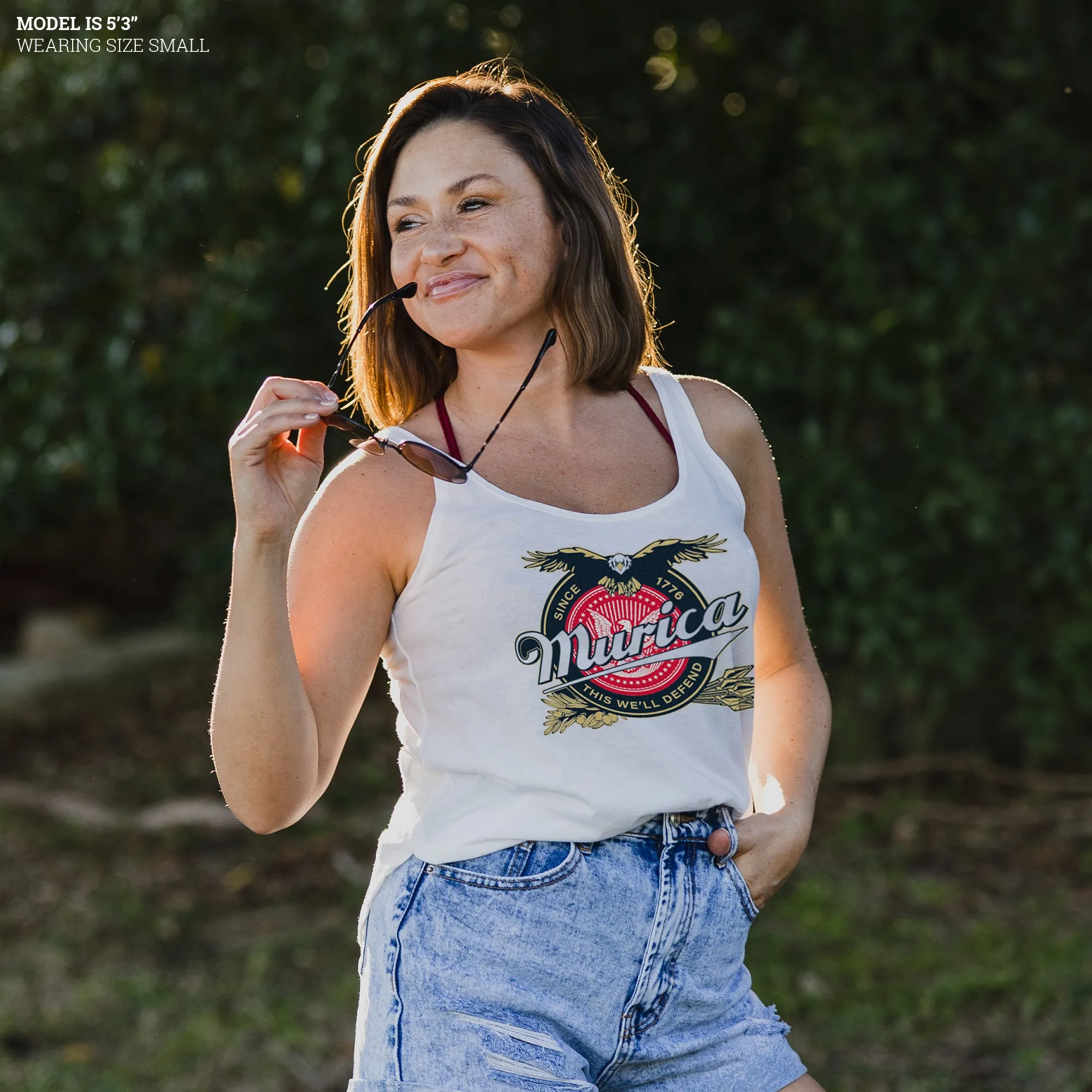 Women's Murica Brewing Flowy Tank - White sold by Grunt Style product image thumbnail 2