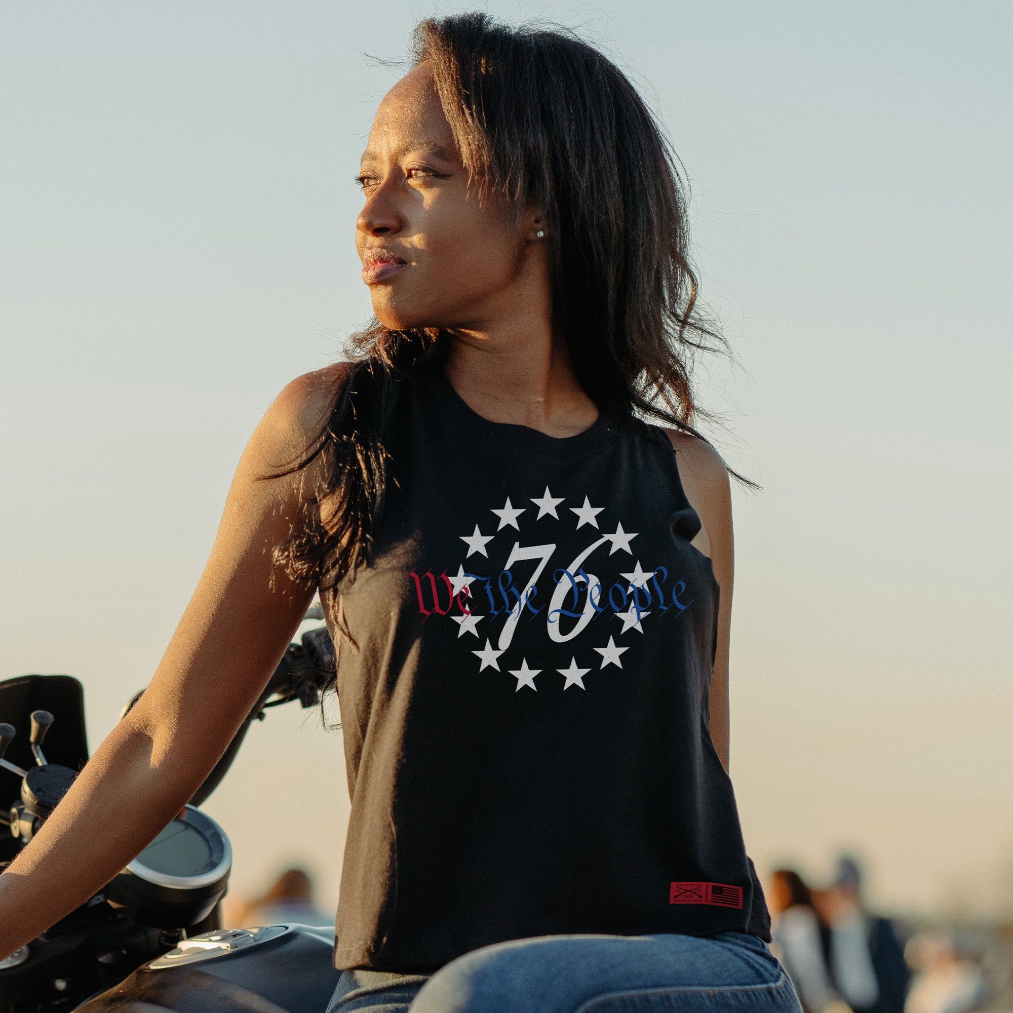 Women's 76 We The People Racerback Cropped Tank - Black sold by Grunt Style product image thumbnail 3