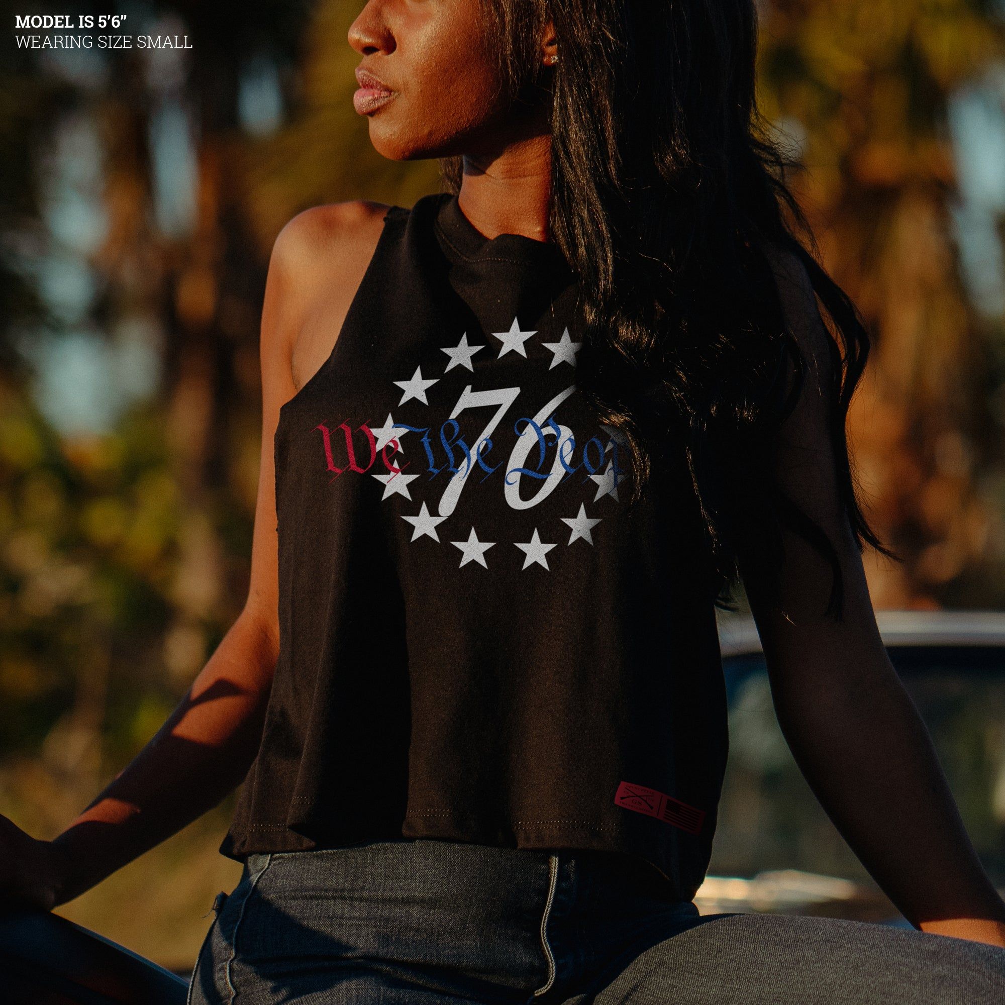 Women's 76 We The People Racerback Cropped Tank - Black sold by Grunt Style product image thumbnail 5
