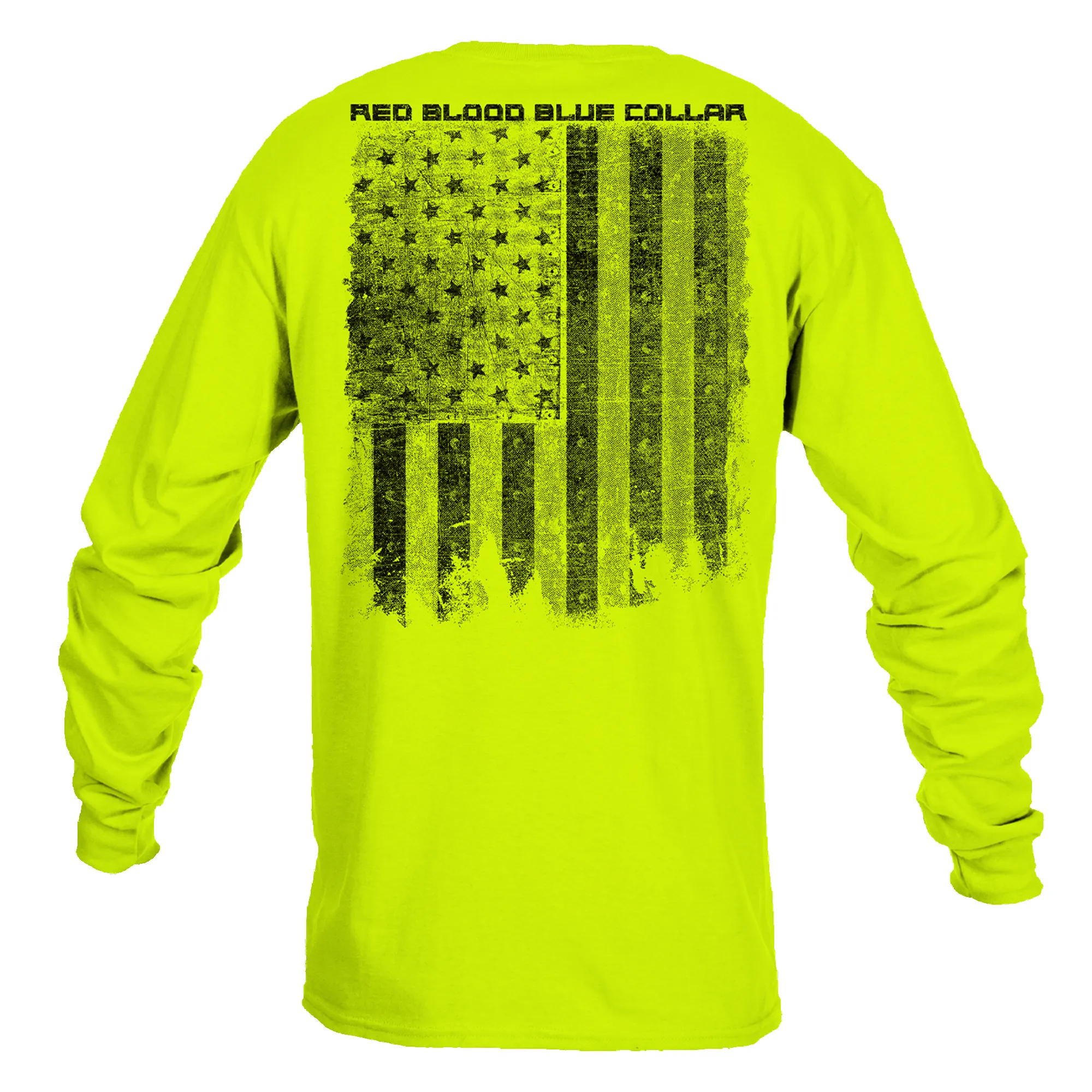Red Blood Blue Collar® Long Sleeve - Safety Green sold by Grunt Style product image thumbnail 5