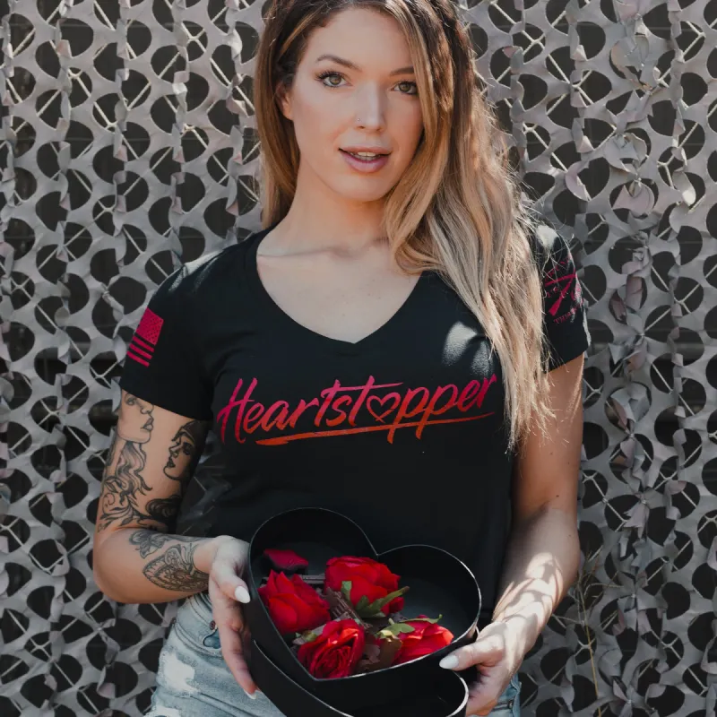 Women's Heartstopper V-Neck - Black made by Grunt Style