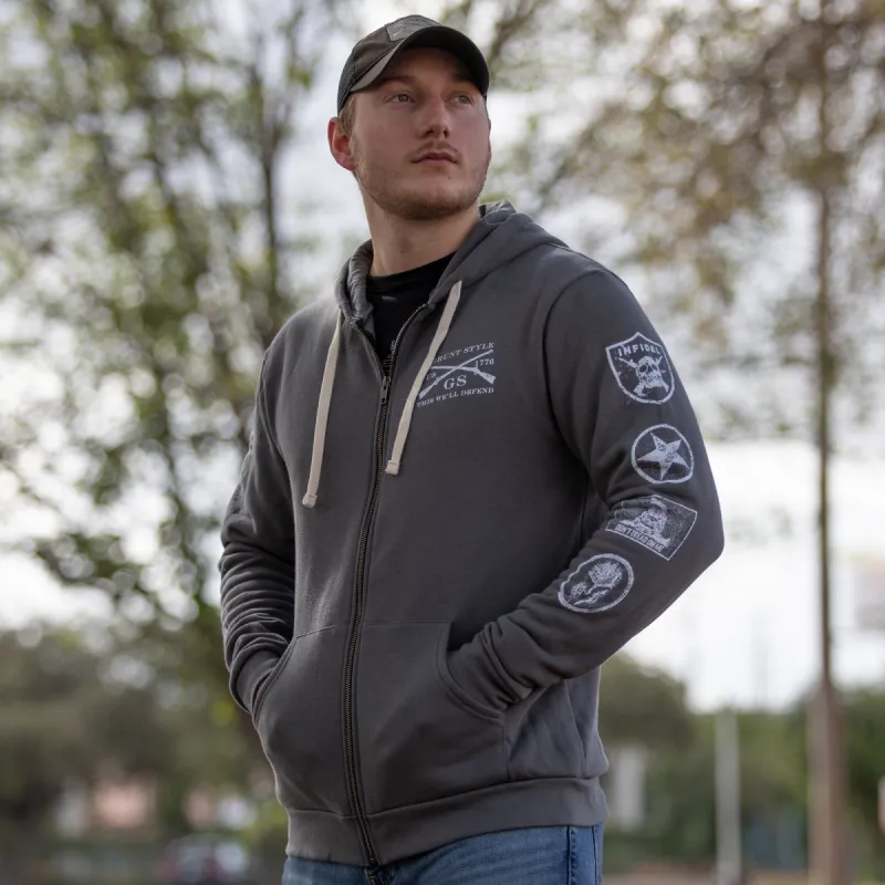 Grunt Style Patch Full-Zip Hoodie - Heavy Metal sold by Grunt Style