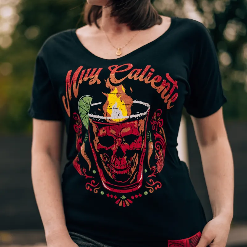 Women's Muy Caliente Slouchy T-Shirt - Black sold by Grunt Style