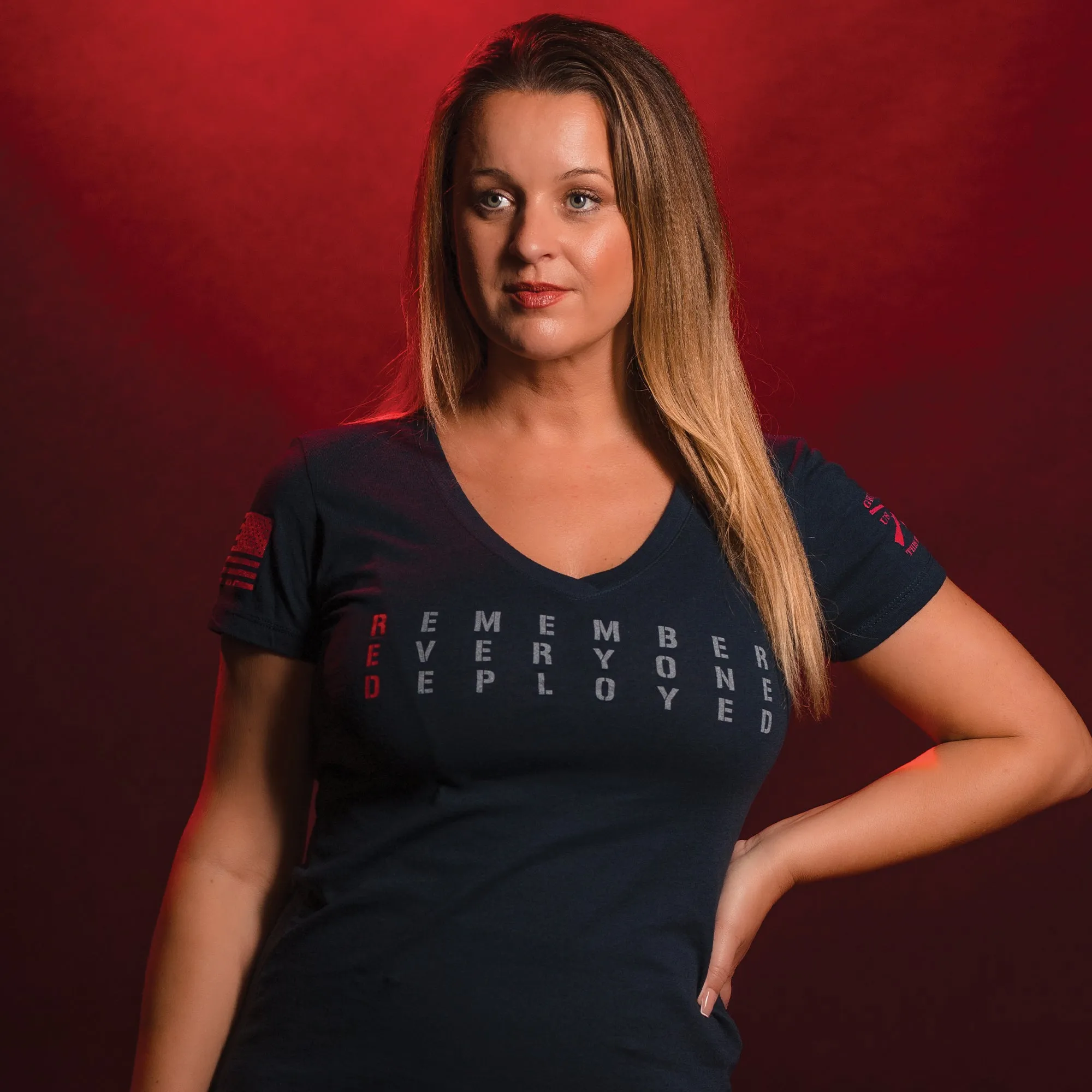 Women's RED Friday V-Neck - Midnight Navy sold by Grunt Style product image thumbnail 2