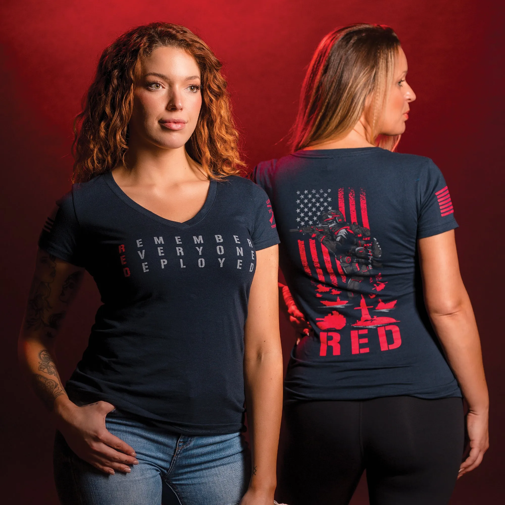 Women's RED Friday V-Neck - Midnight Navy sold by Grunt Style
