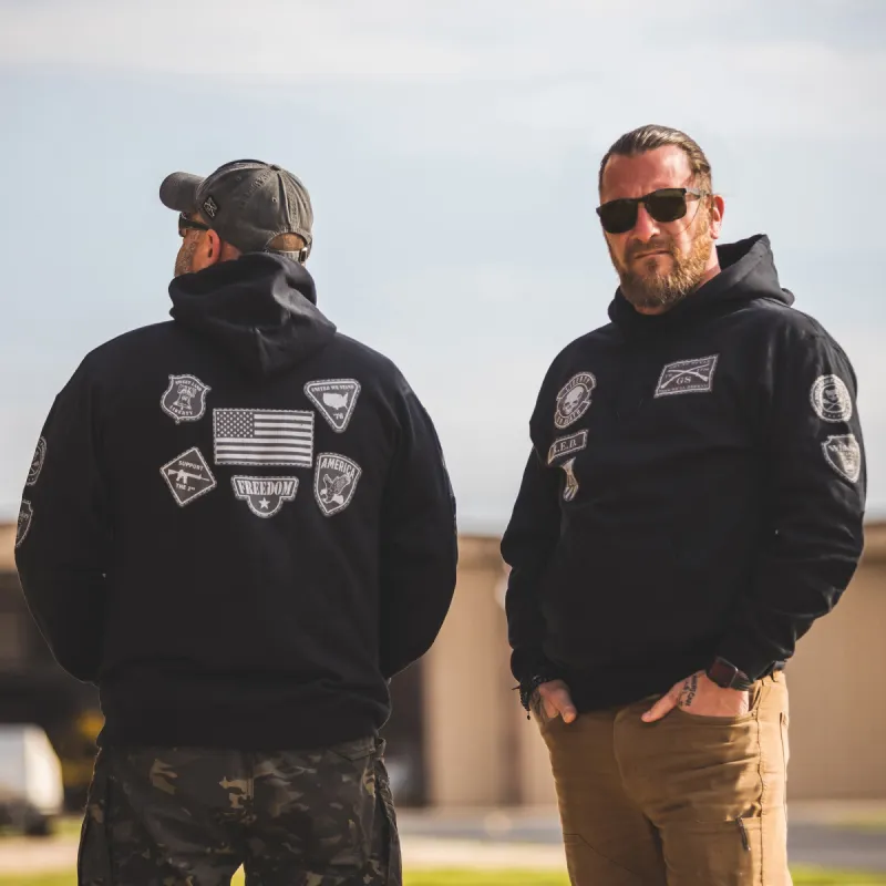 Patriot Patch Hoodie - Black sold by Grunt Style