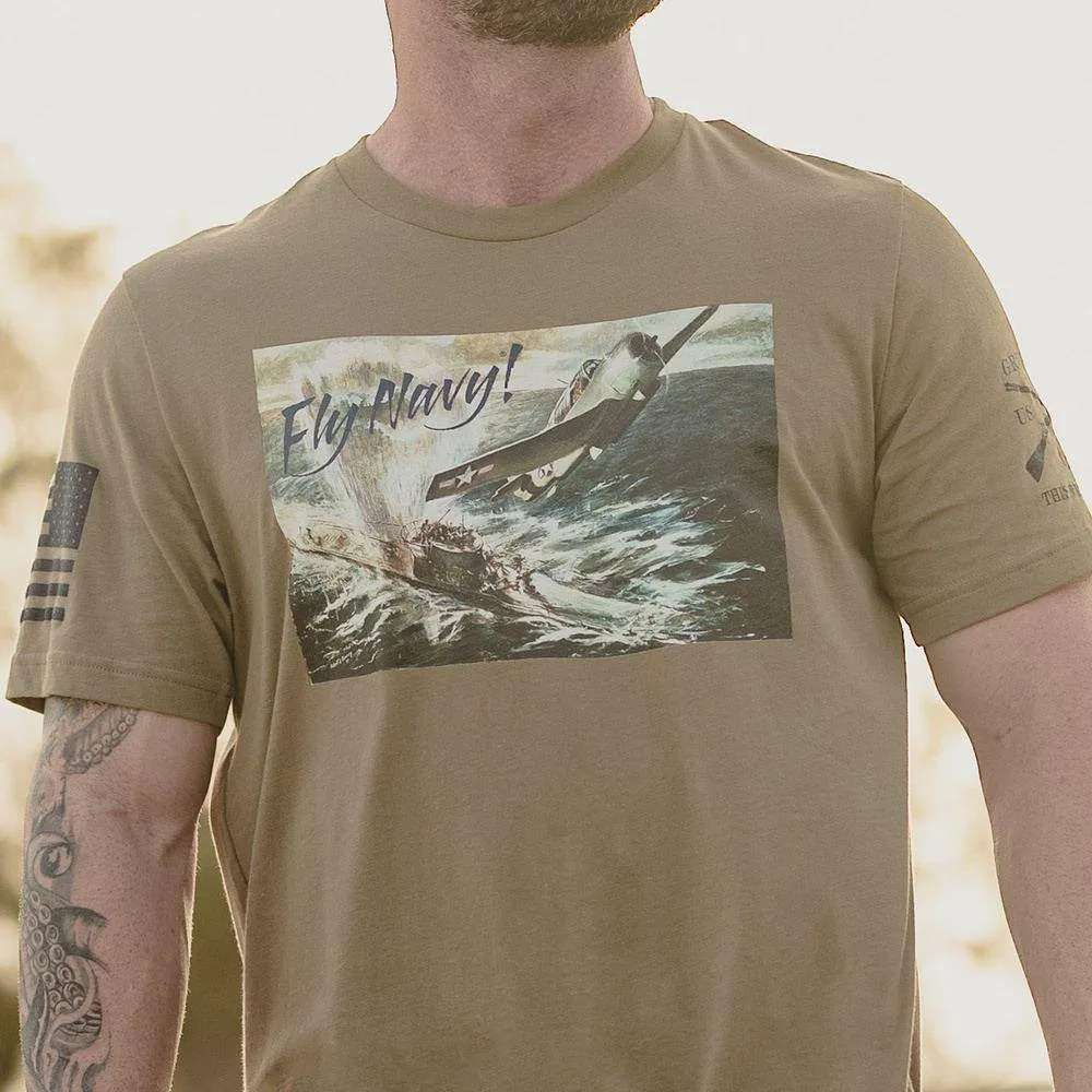 USN - Fly Navy T-Shirt - Tan sold by Grunt Style product image thumbnail 3