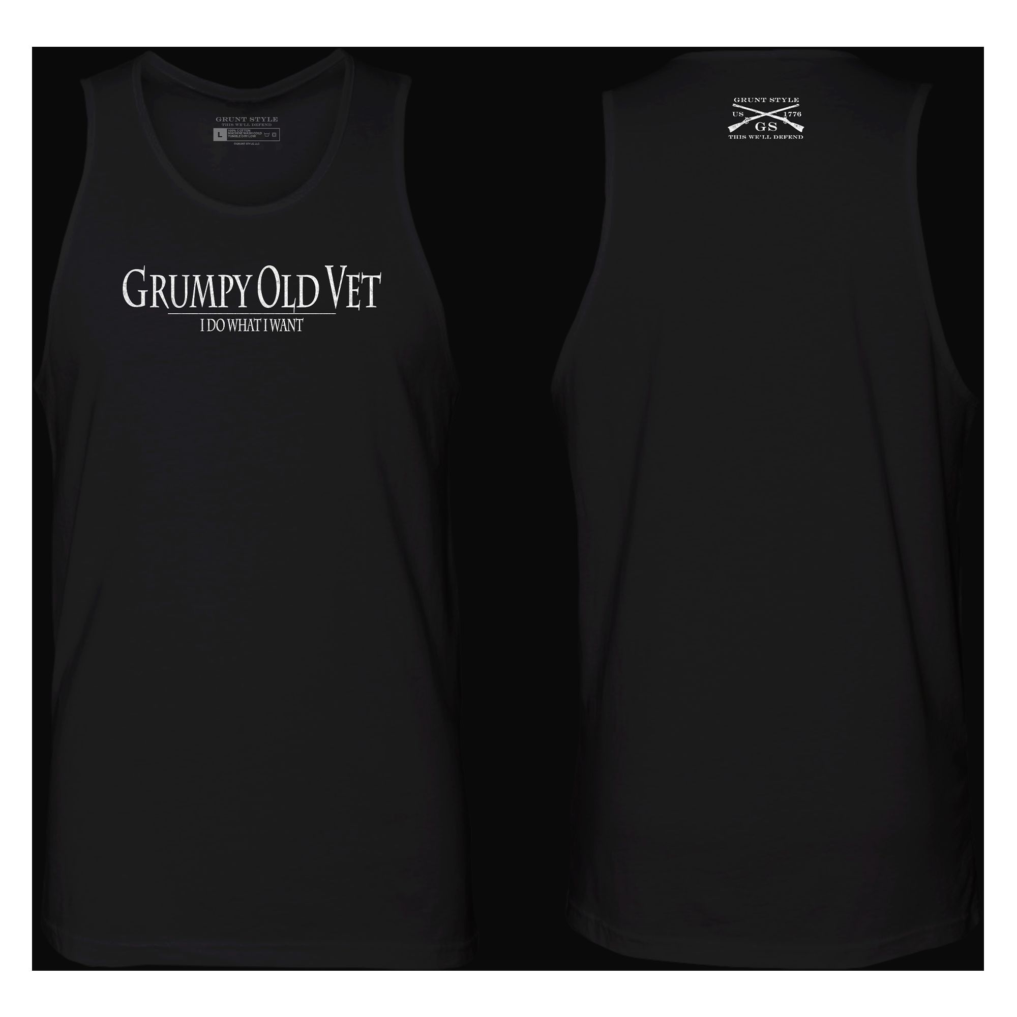 Men's Grumpy Old Vet Tank - Black sold by Grunt Style product image thumbnail 2