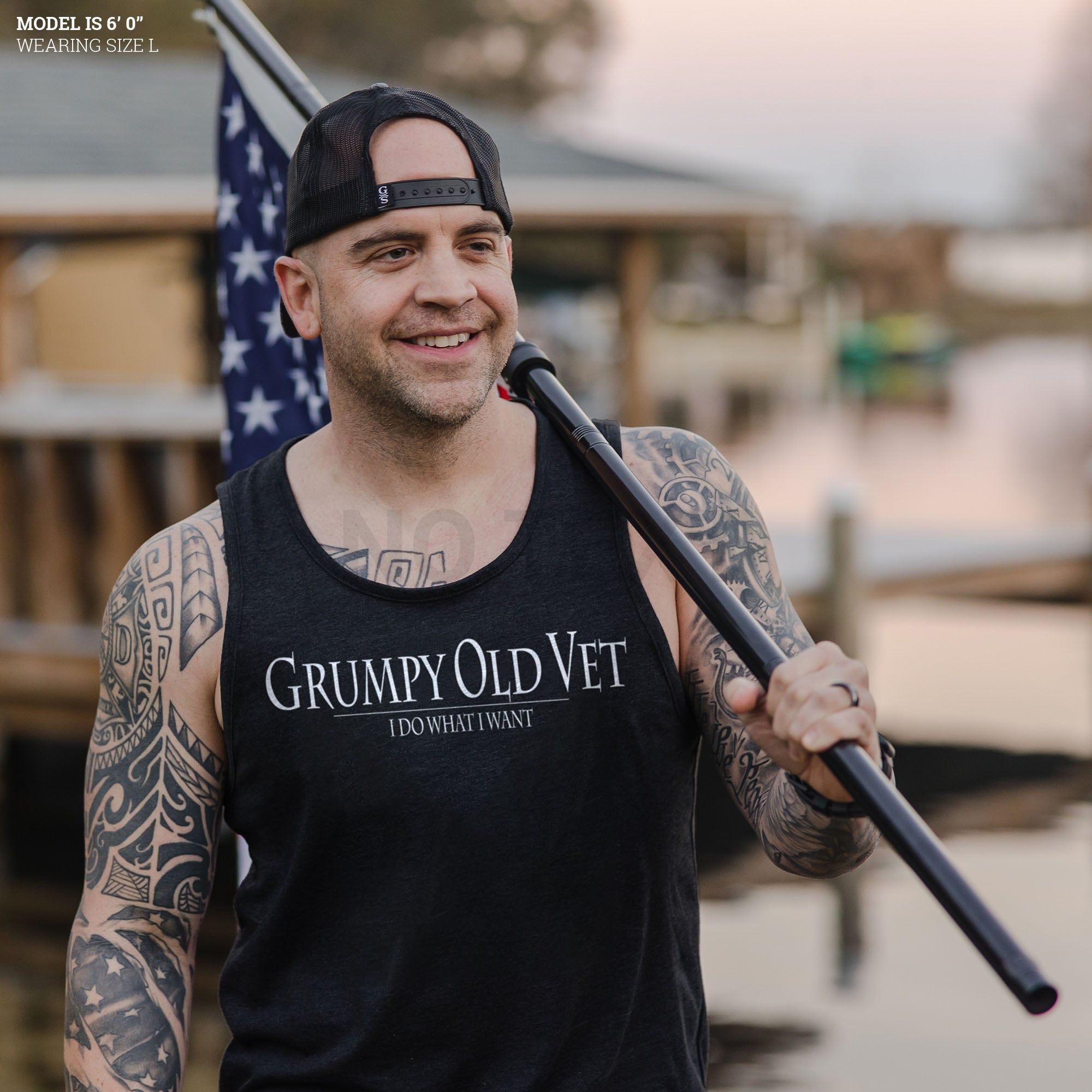 Men's Grumpy Old Vet Tank - Black sold by Grunt Style product image thumbnail 3