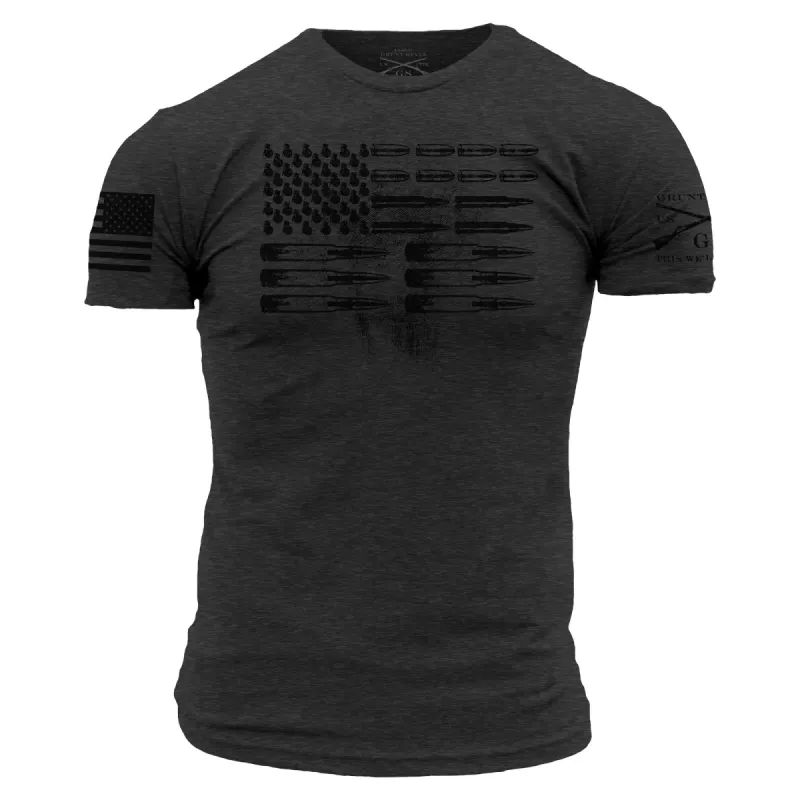 Ammo Flag T-Shirt - Heather Black sold by Grunt Style