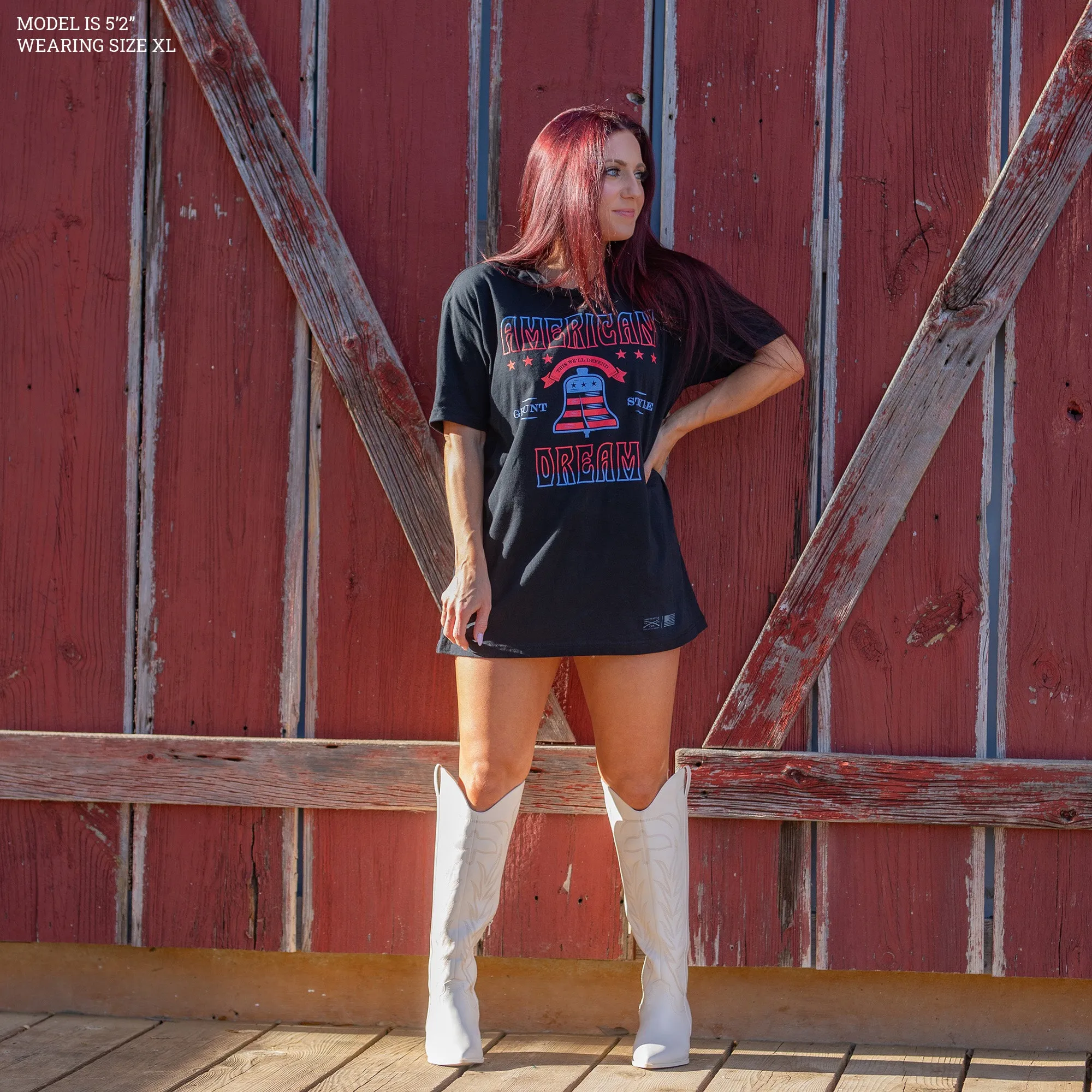 Women's American Dream Boyfriend Fit T-Shirt - Black sold by Grunt Style product image thumbnail 4