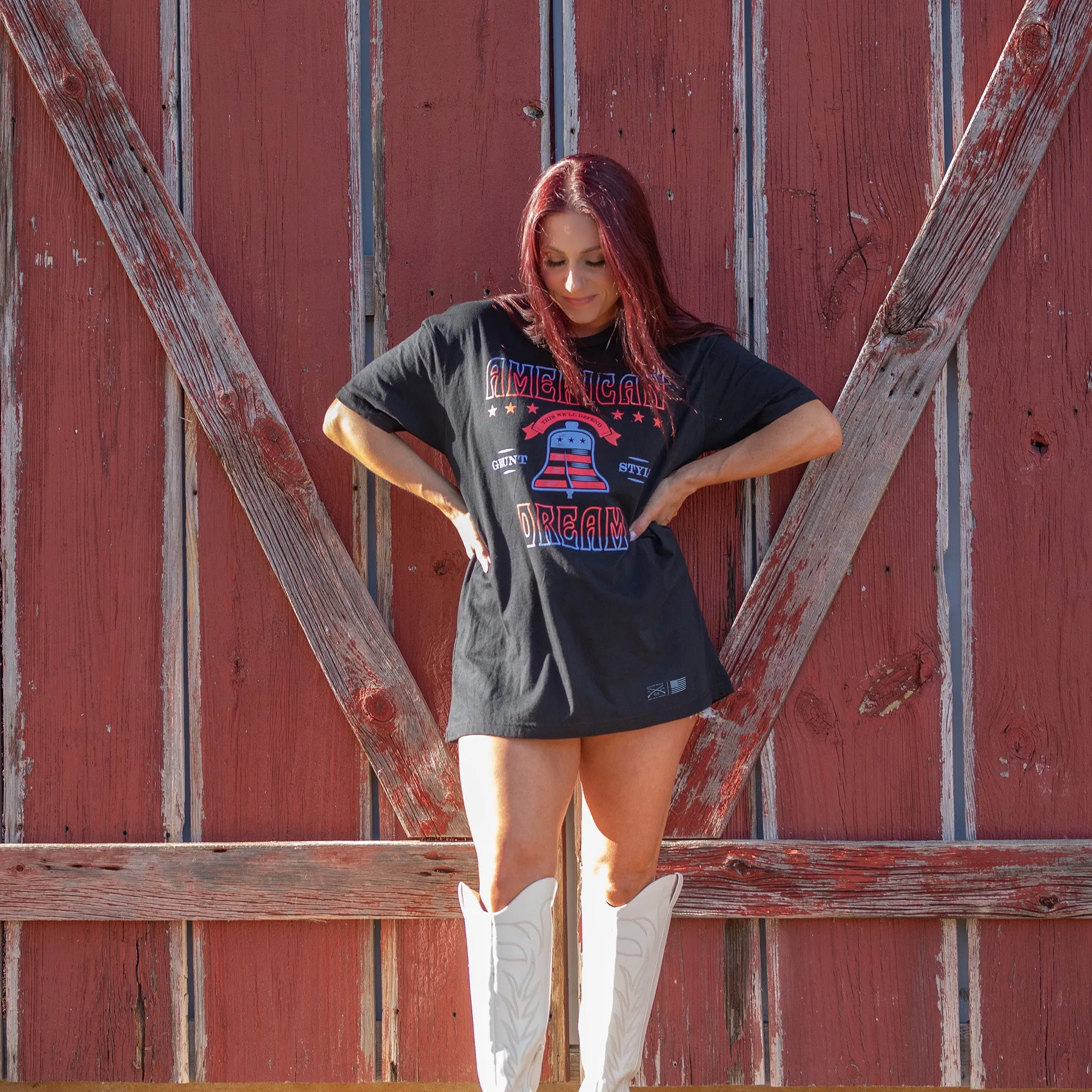 Women's American Dream Boyfriend Fit T-Shirt - Black sold by Grunt Style product image thumbnail 5