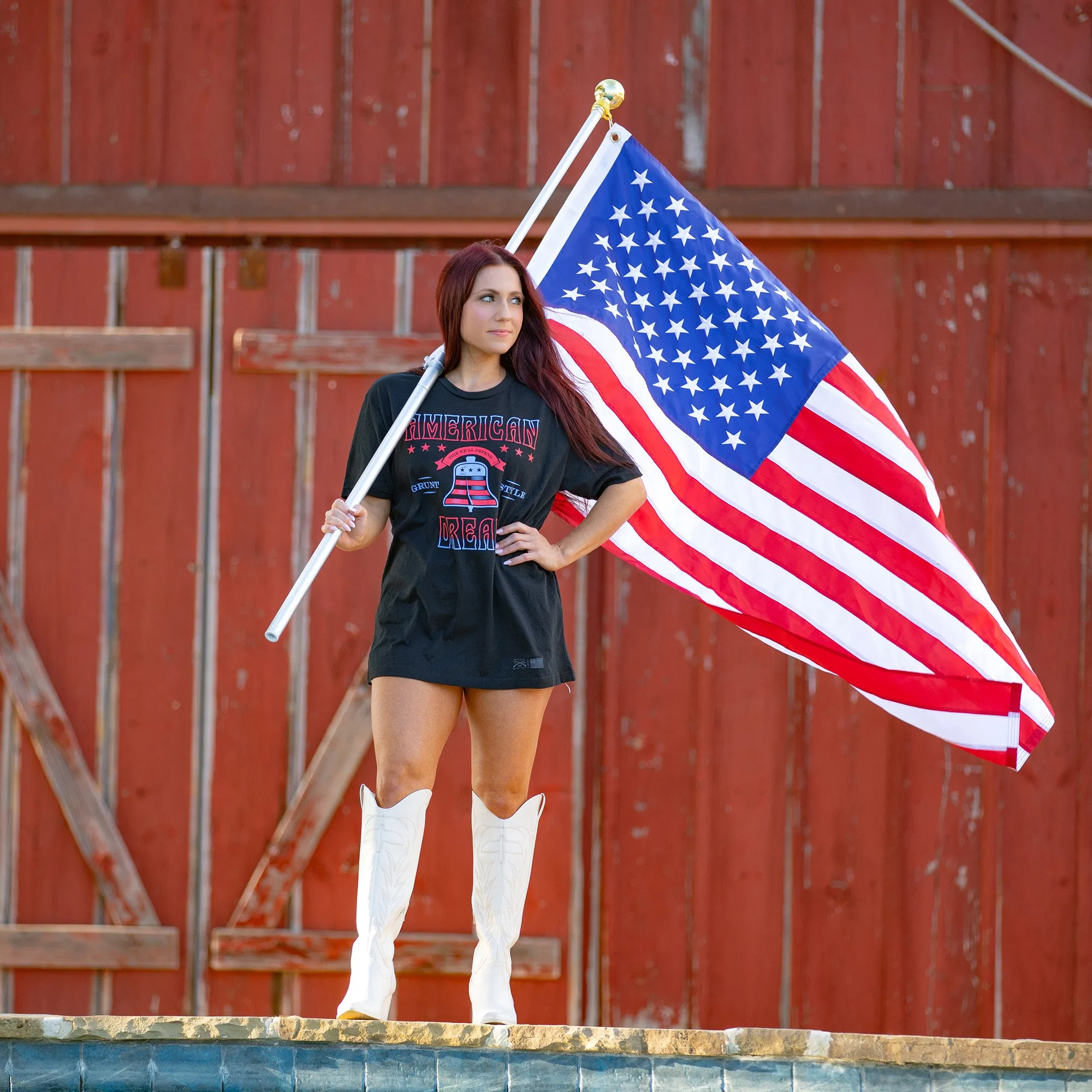 Women's American Dream Boyfriend Fit T-Shirt - Black sold by Grunt Style product image thumbnail 3