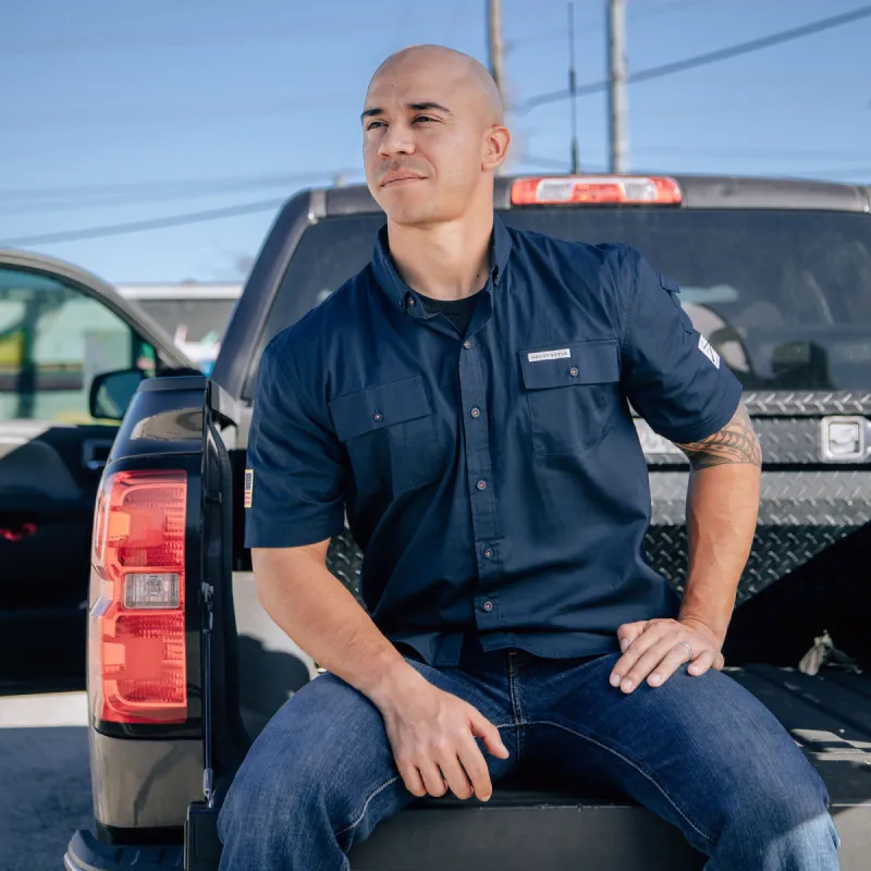 Men's Garage Button Down - Navy sold by Grunt Style