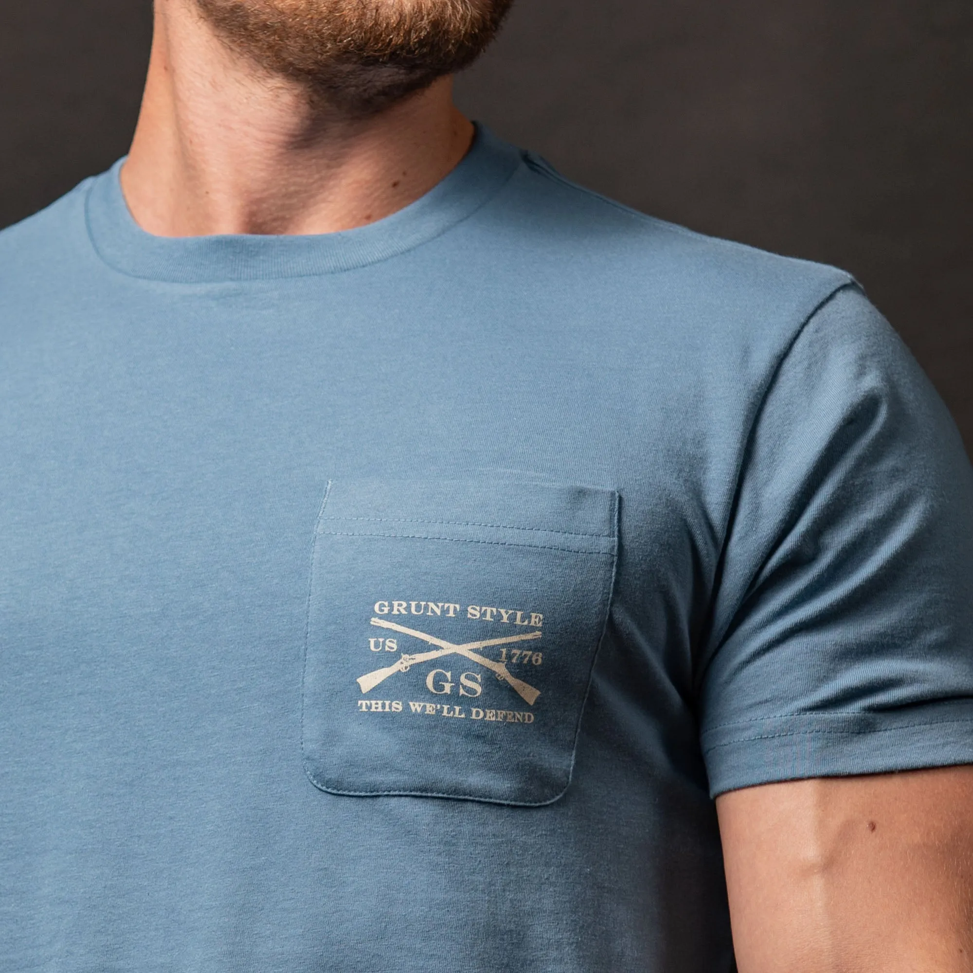 1776 Flag Pocket T-Shirt - Captain's Blue sold by Grunt Style product image thumbnail 5