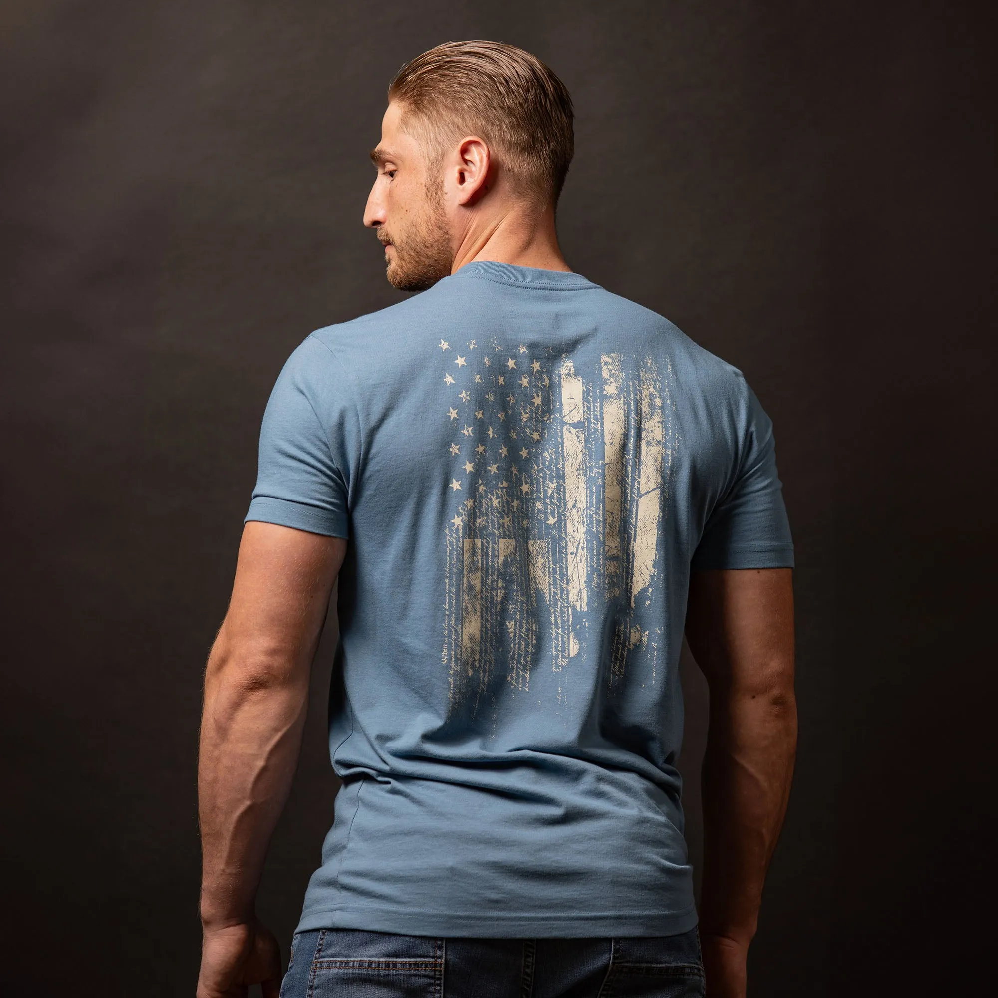 1776 Flag Pocket T-Shirt - Captain's Blue sold by Grunt Style product image thumbnail 3