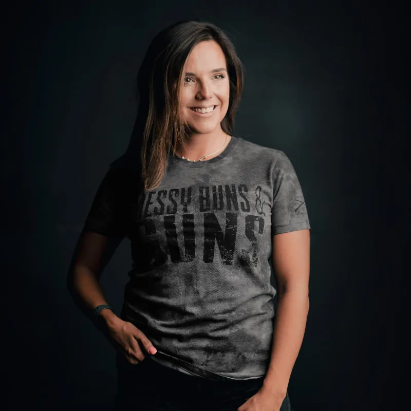 Women's Messy Buns & Guns T-Shirt - Black Wash sold by Grunt Style