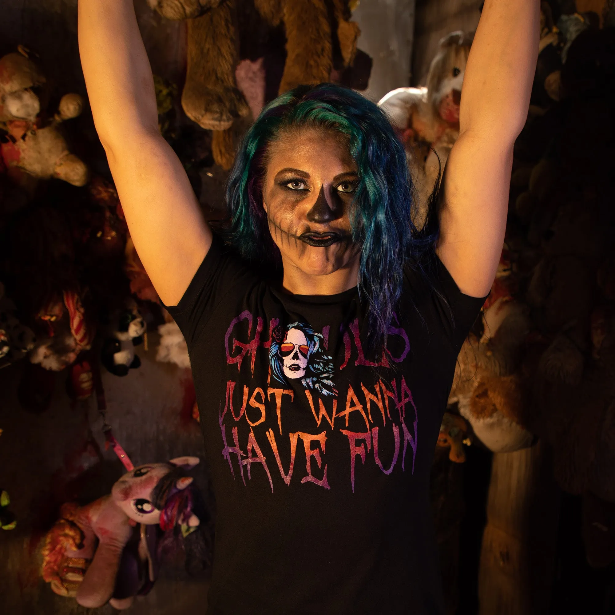 Women's Ghouls Just Wanna Have Fun Slim Fit T-Shirt - Black sold by Grunt Style