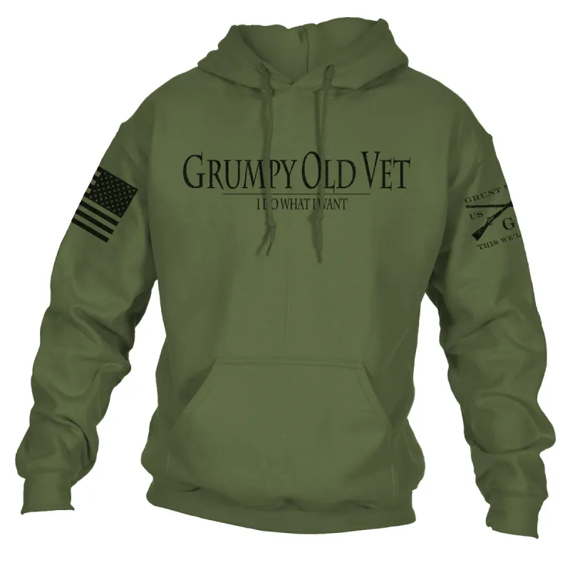 Grumpy Old Vet Hoodie - Military Green sold by Grunt Style