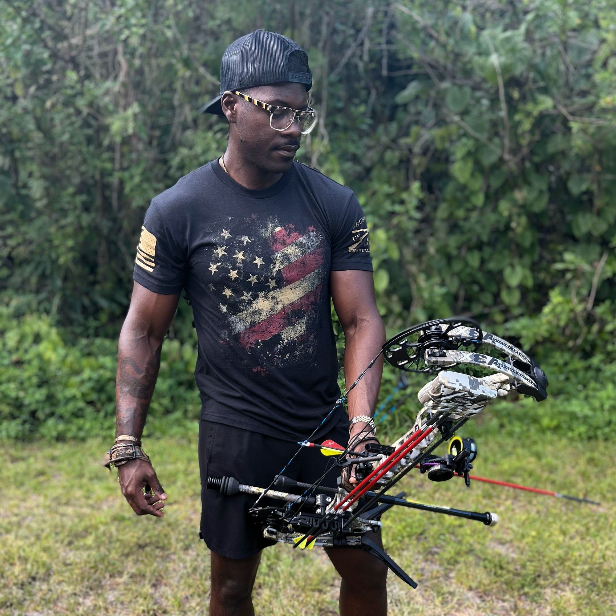 Worn Flag 2.0 T-Shirt - Black sold by Grunt Style product image thumbnail 2