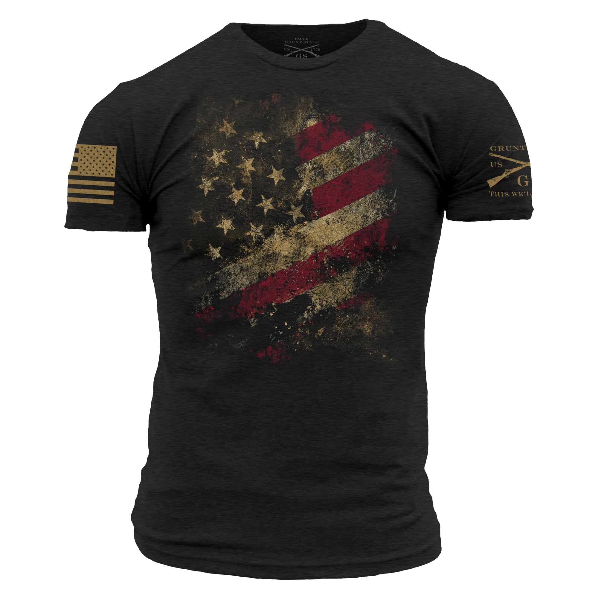 Worn Flag 2.0 T-Shirt - Black sold by Grunt Style
