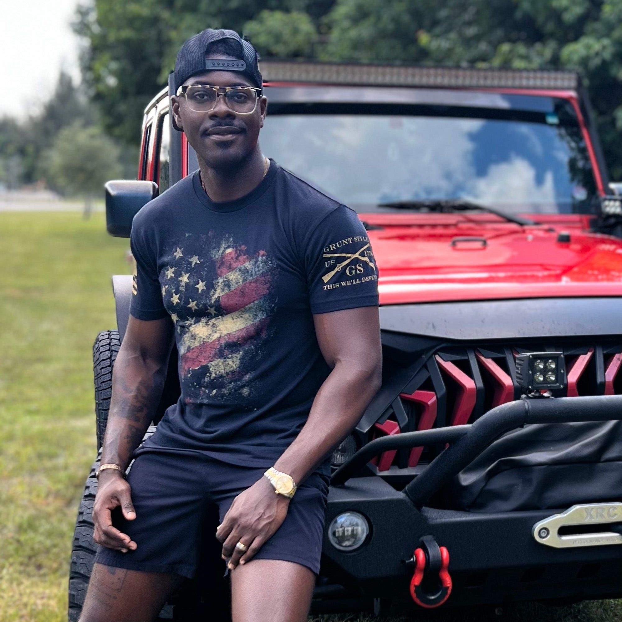 Worn Flag 2.0 T-Shirt - Black sold by Grunt Style product image thumbnail 3