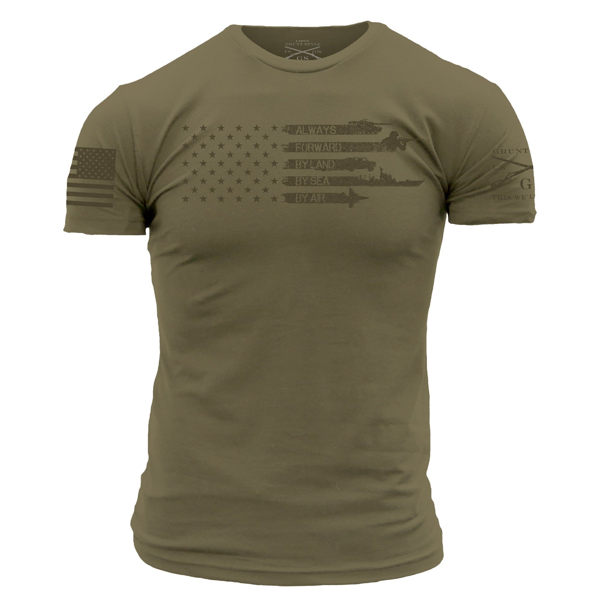 Always Forward Flag T-Shirt - Military Green sold by Grunt Style
