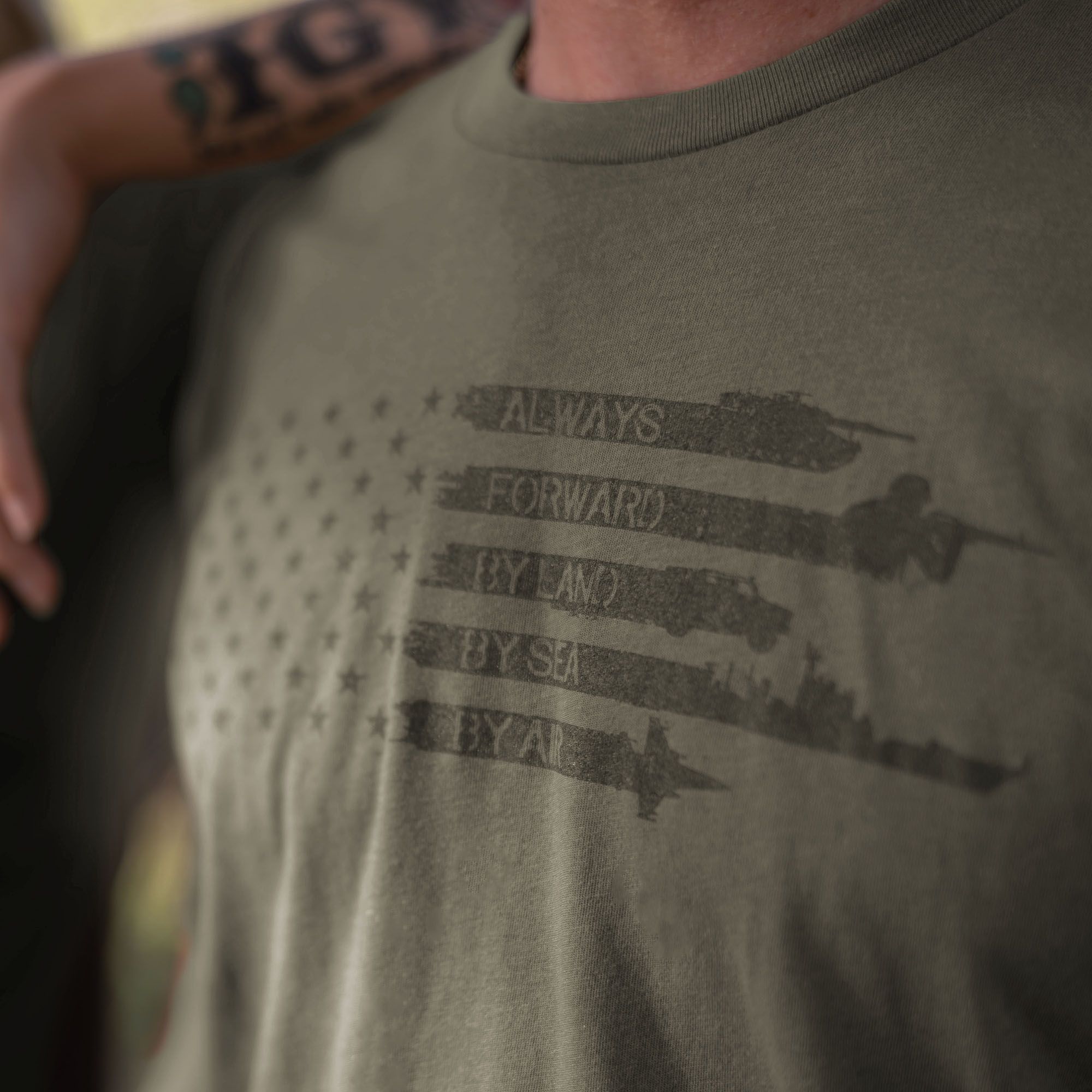 Always Forward Flag T-Shirt - Military Green sold by Grunt Style product image thumbnail 5