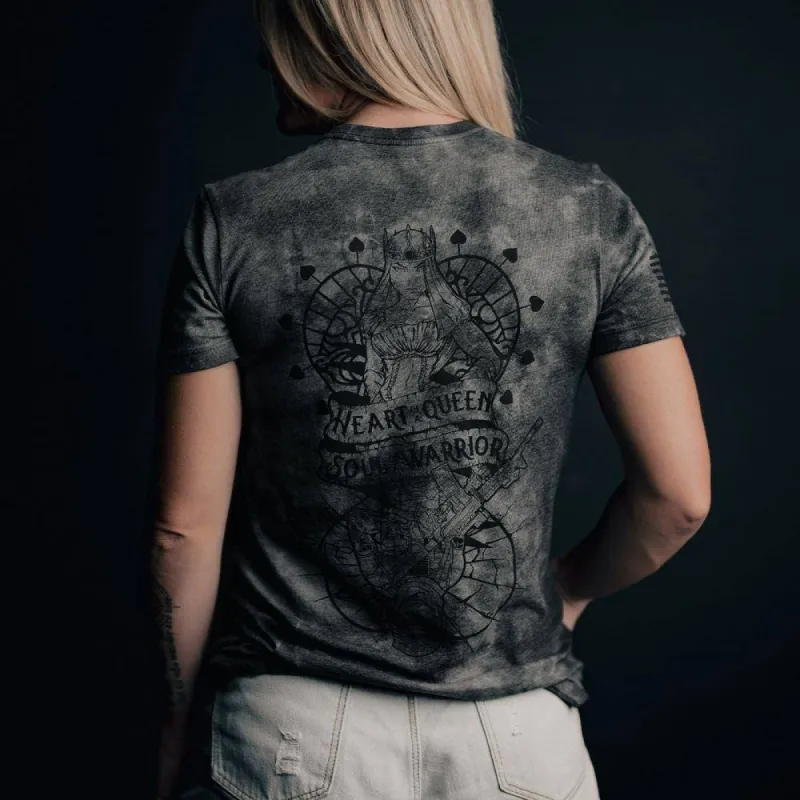 Women's Heart and Soul of a Warrior T-Shirt - Black Wash sold by Grunt Style