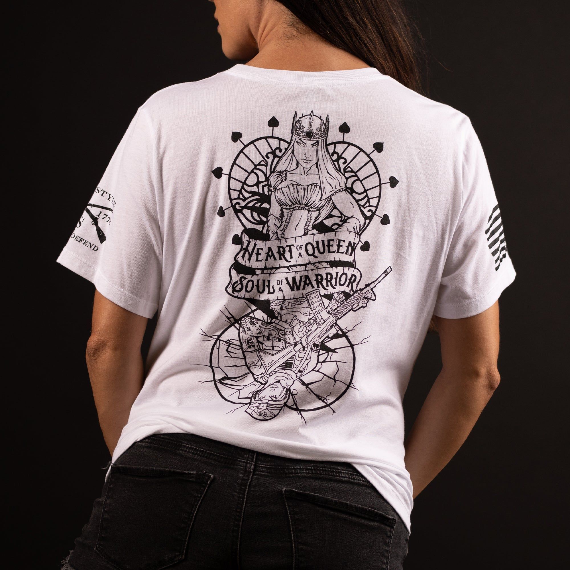 Women's Heart and Soul of a Warrior Relaxed Fit Tee - White sold by Grunt Style product image thumbnail 4