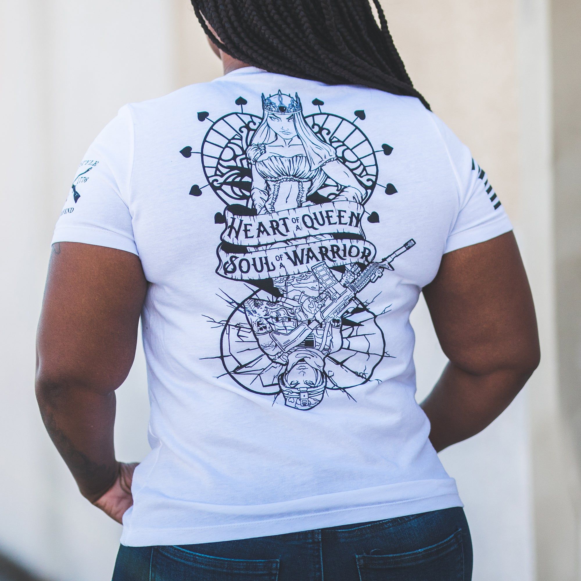 Women's Heart and Soul of a Warrior Relaxed Fit Tee - White sold by Grunt Style